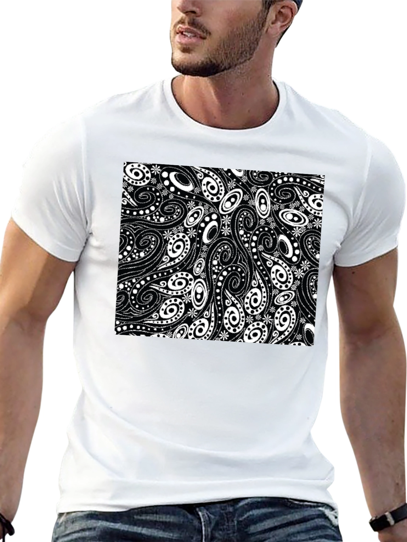 Paisley Pattern Black T-Shirt