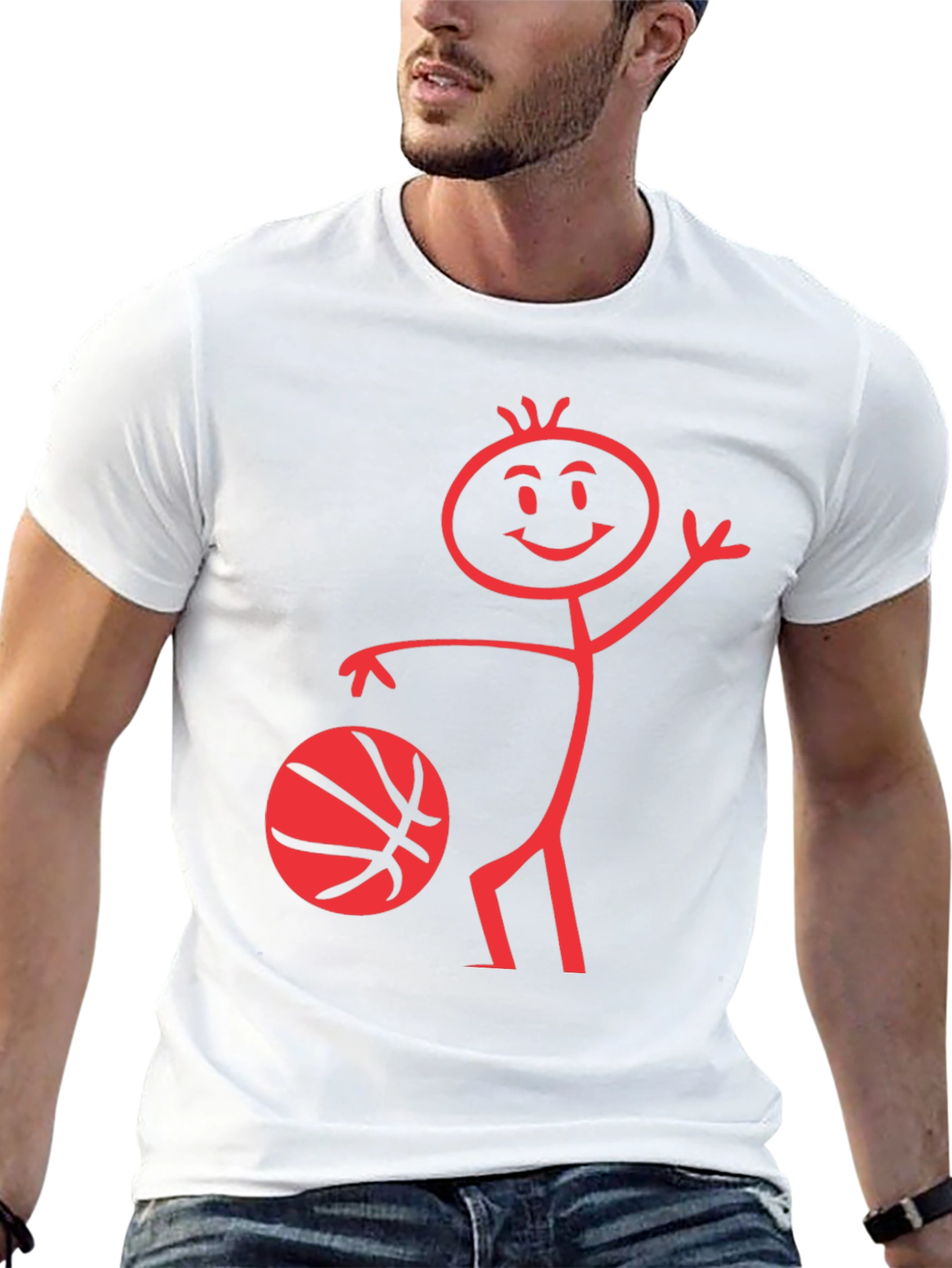 Funny Basketball Stick Figure Black T-Shirt