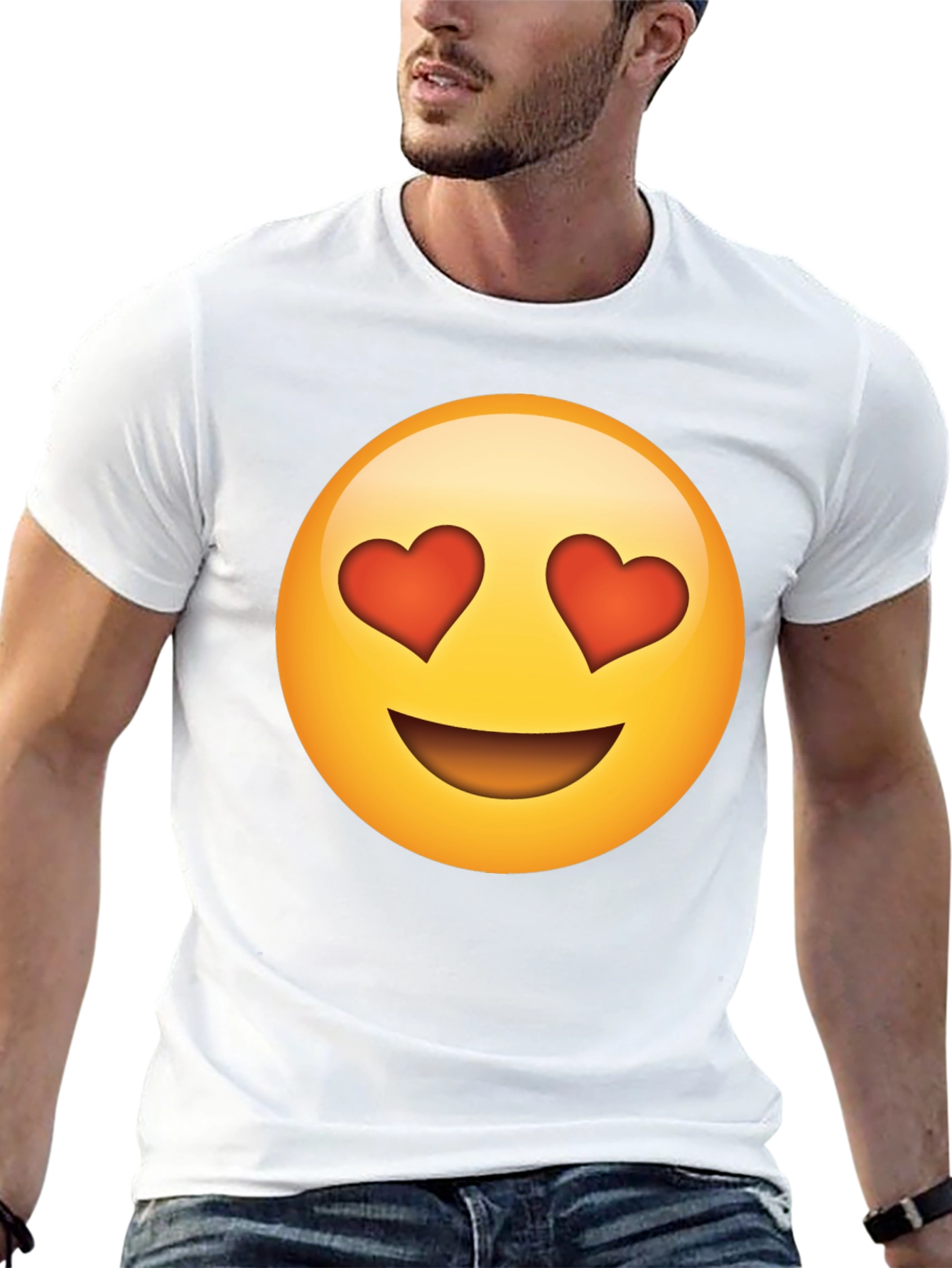 Emoji Heart Eyes Black T-Shirt