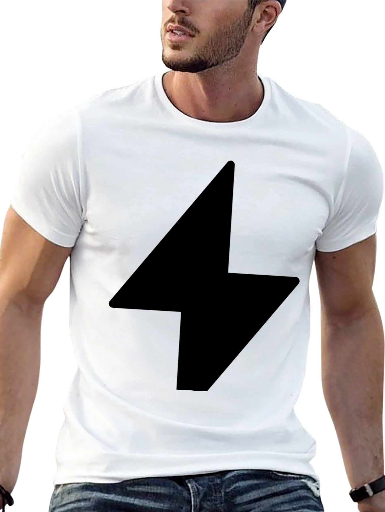 Black Lightning Bolt Graphic T-Shirt