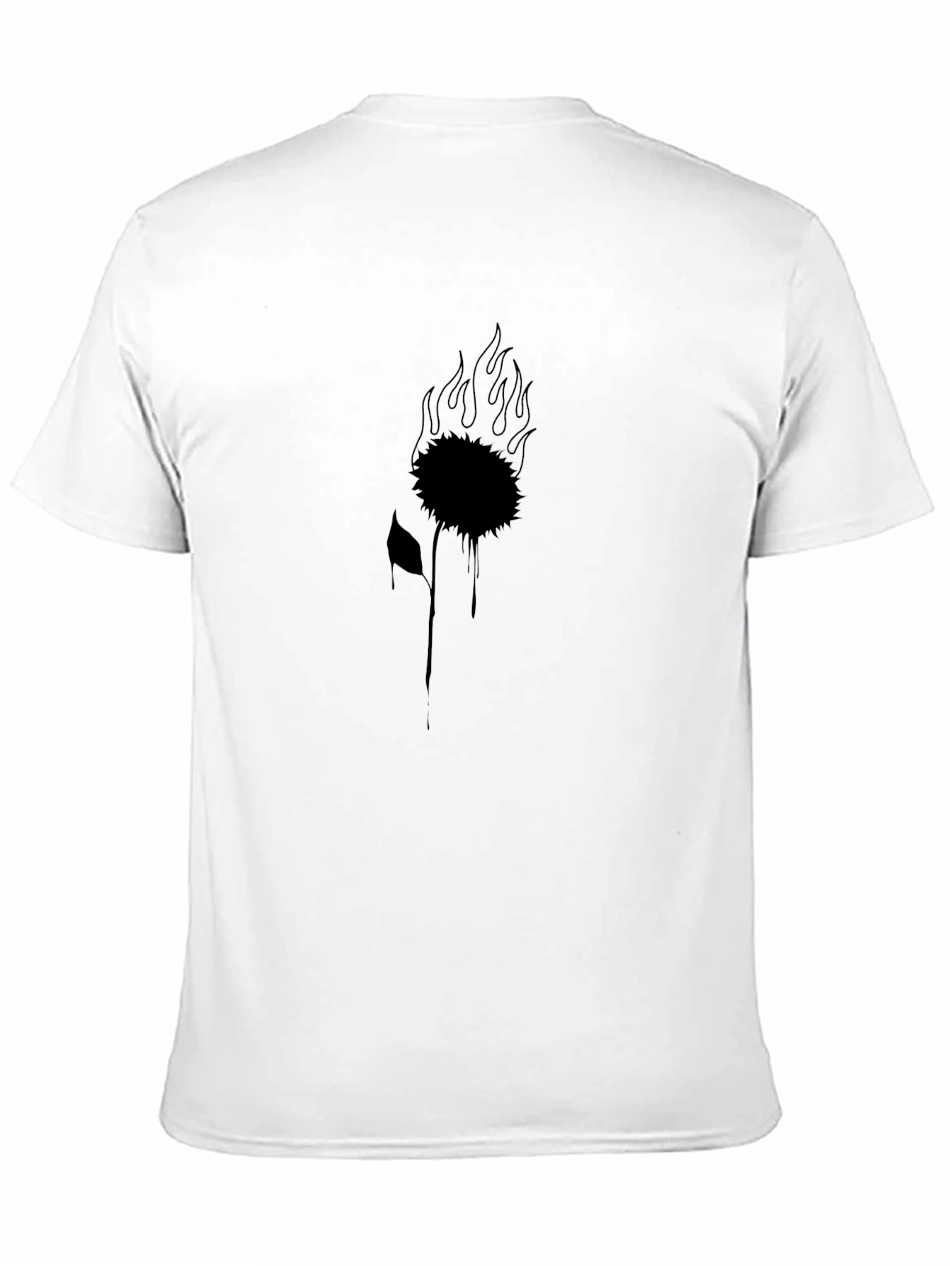 Black T-Shirt with Floral Fire Design