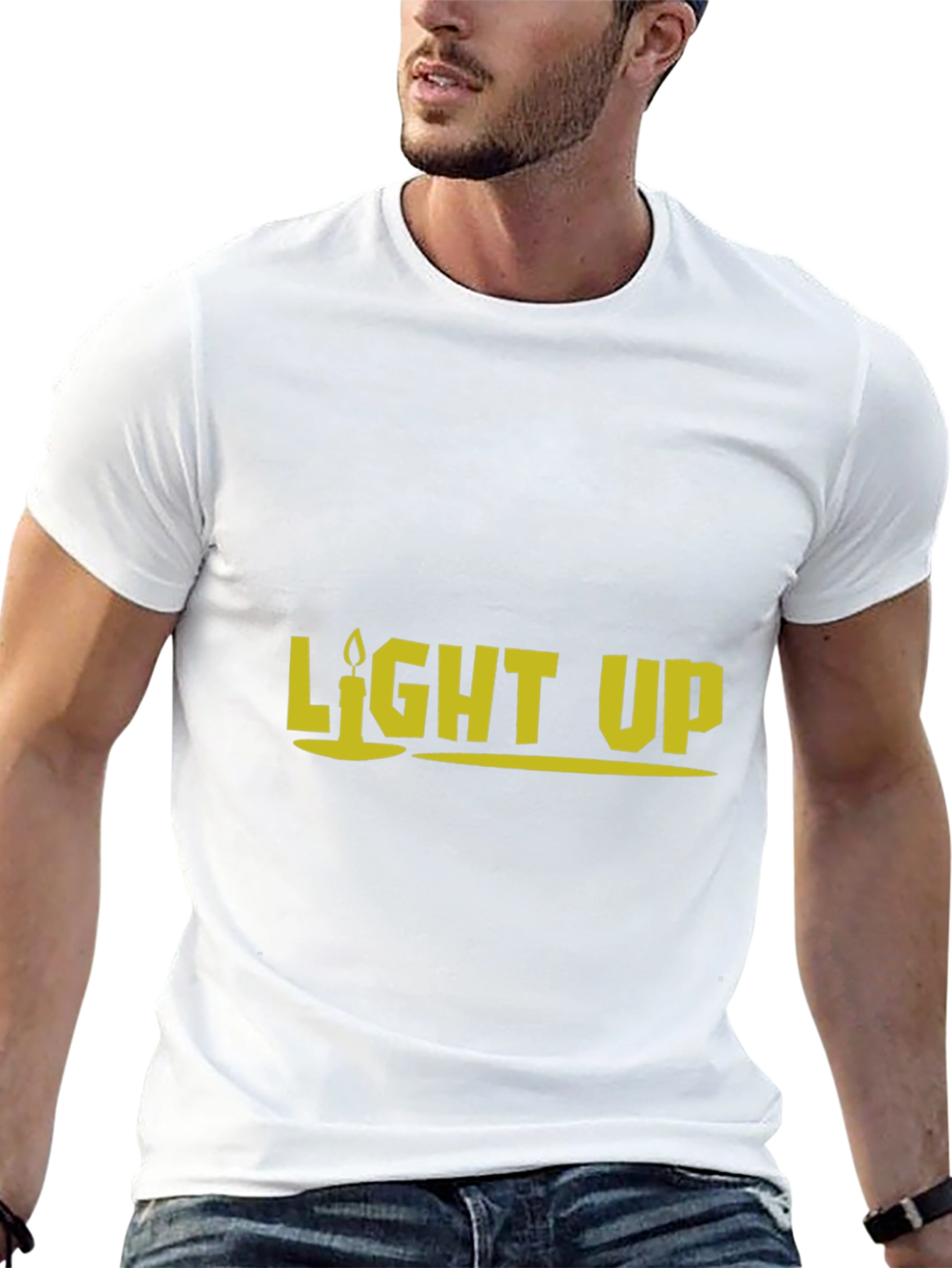 Light Up Graphic Tee - Black Cotton T-Shirt
