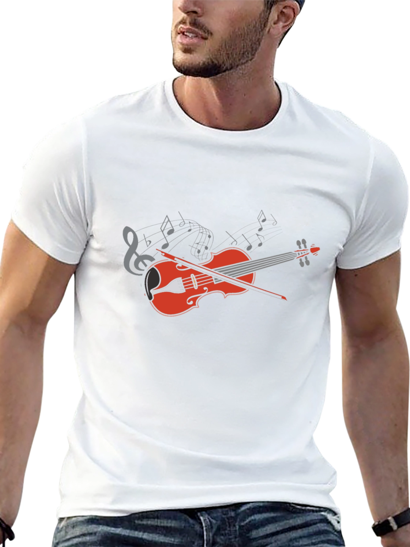 Musical Violin Graphic Black Tee Shirt