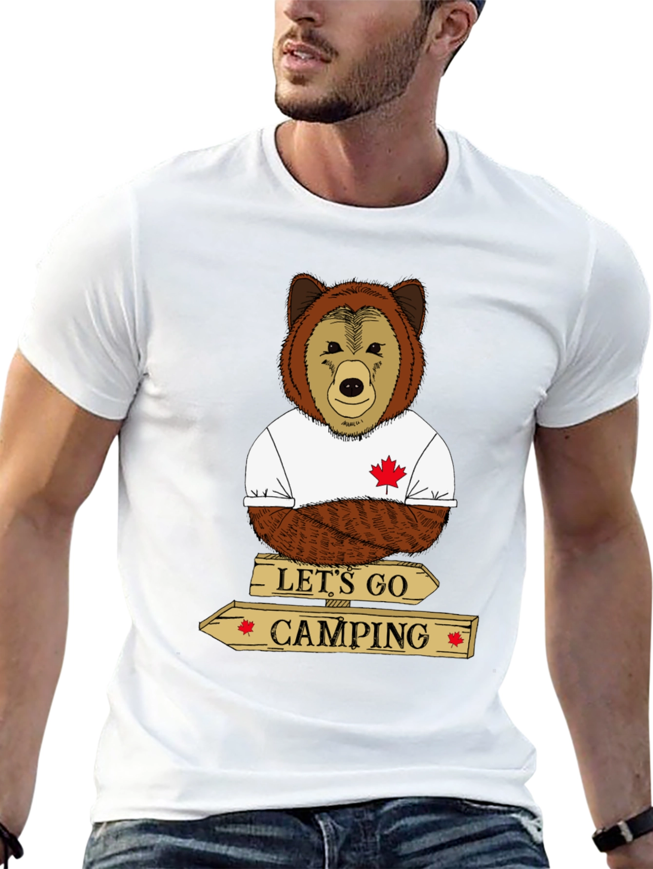 Lets Go Camping Bear Graphic Tee