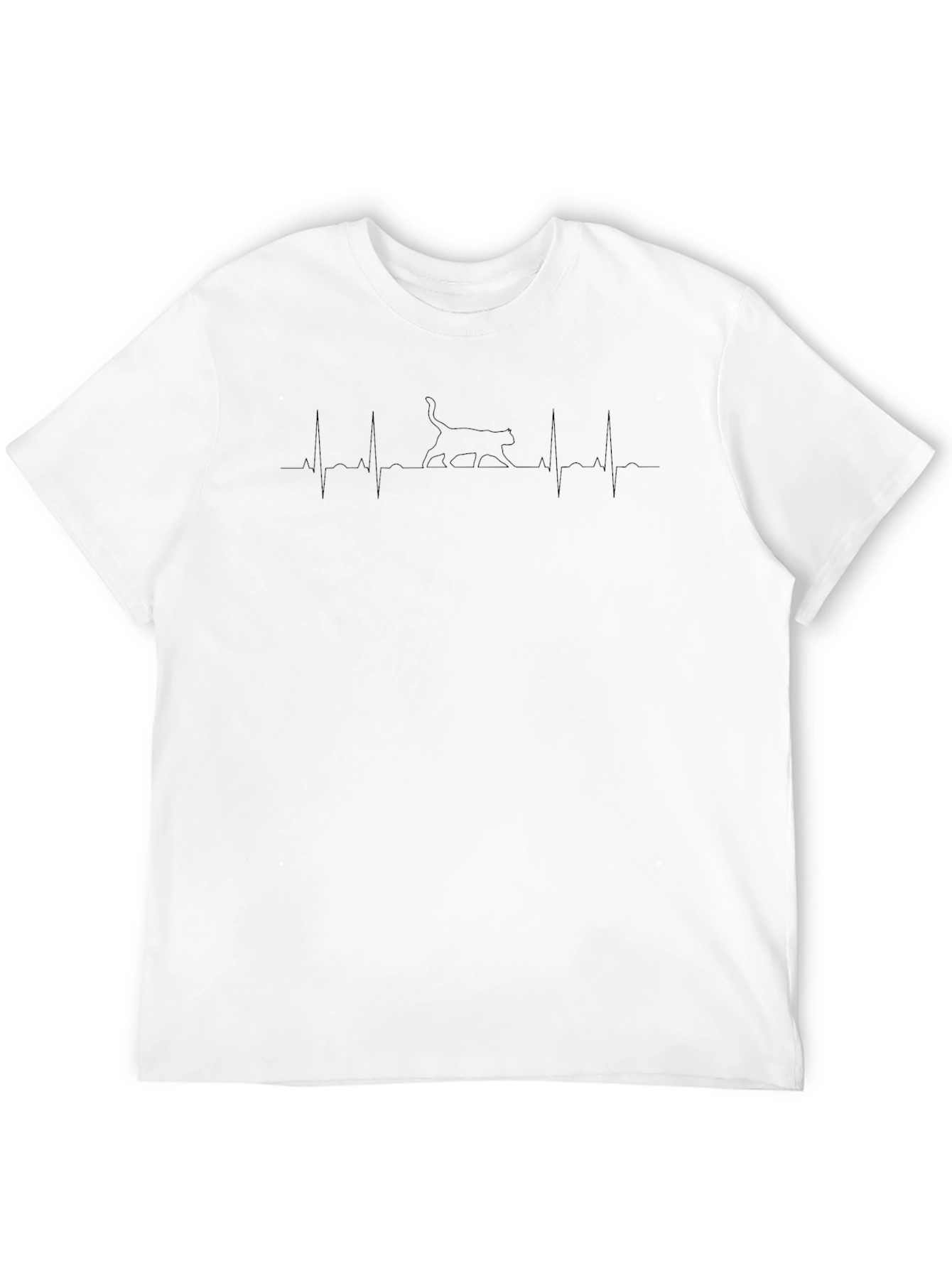 Cat Heartbeat Line T-Shirt - Stylish Pet Lover Tee