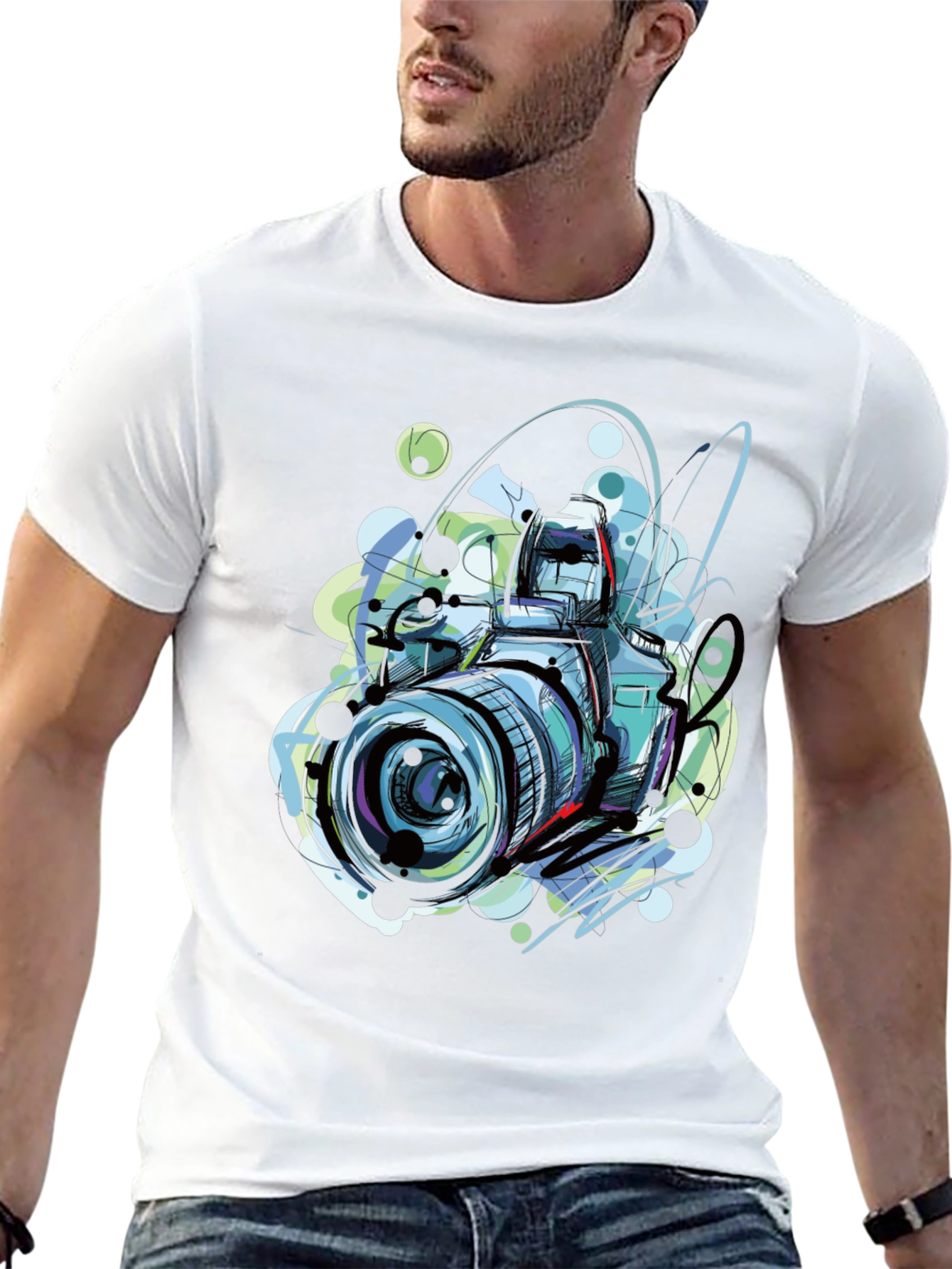 Camera Sketch Graphic T-Shirt Photography Lover Tee