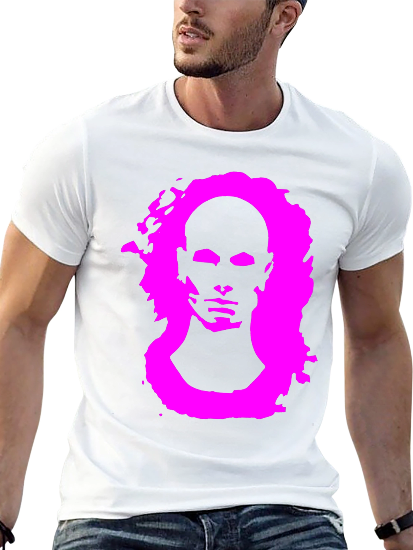 Abstract Face Graphic Print Black T-Shirt