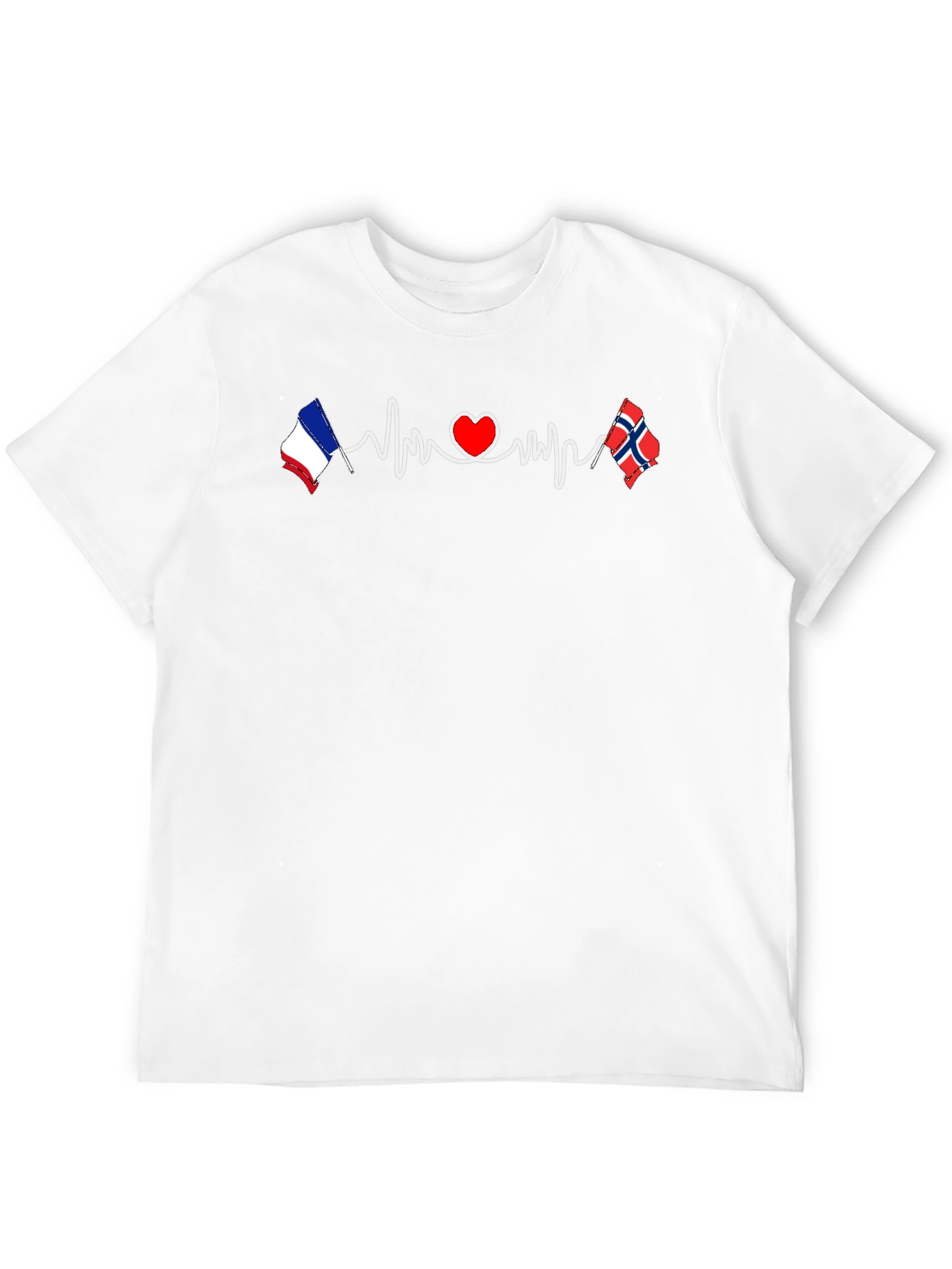 France Norway Love Heartbeat T-Shirt
