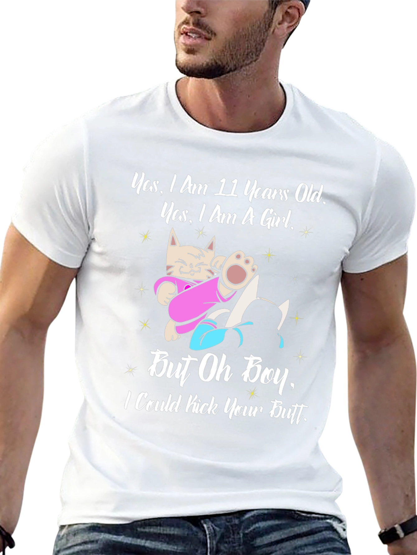 Funny 11 Year Old Girl Cat Graphic T-Shirt
