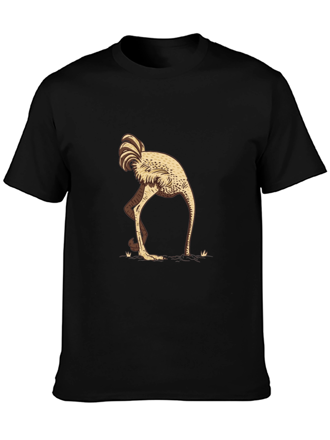 Ostrich Head-in-Sand Graphic Tee - Black