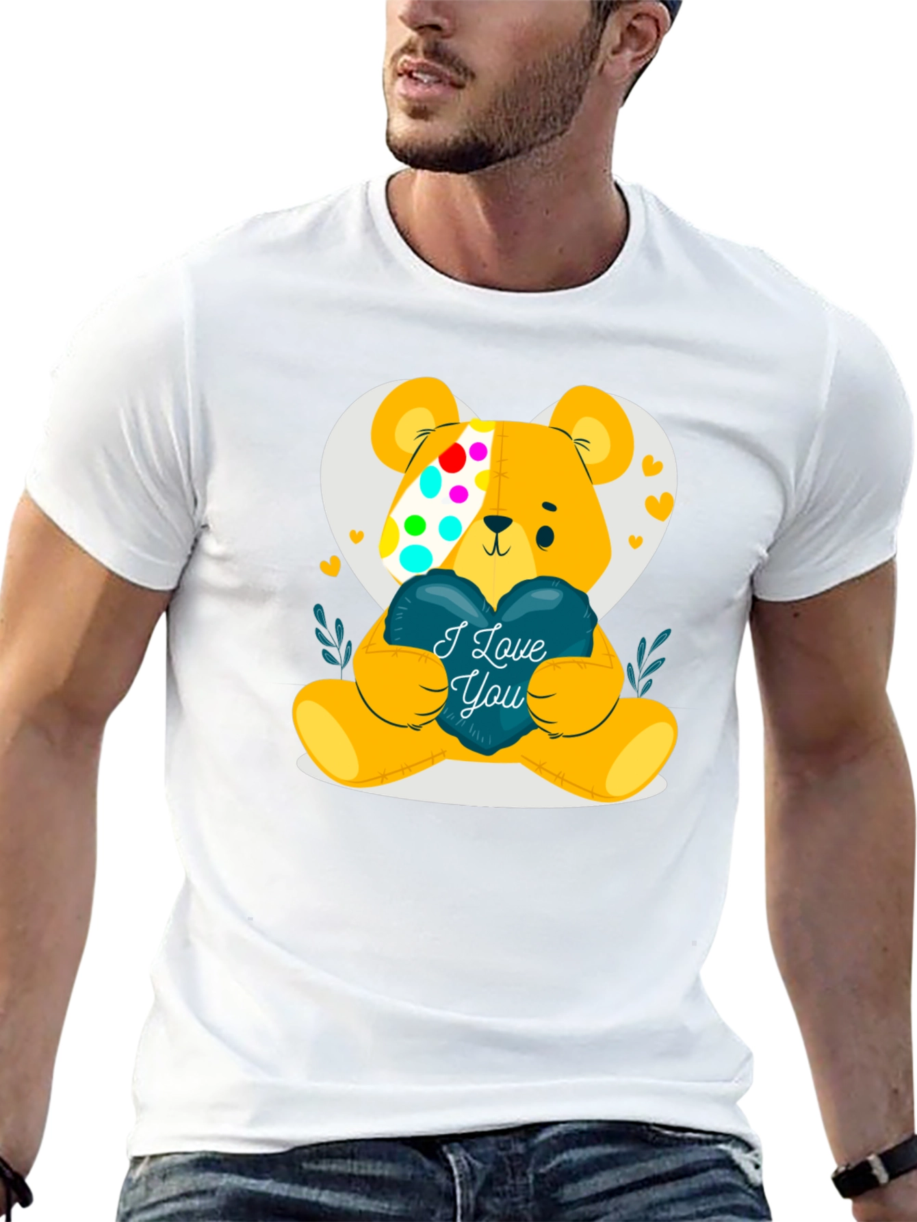 I Love You Teddy Bear Graphic Tee - Black