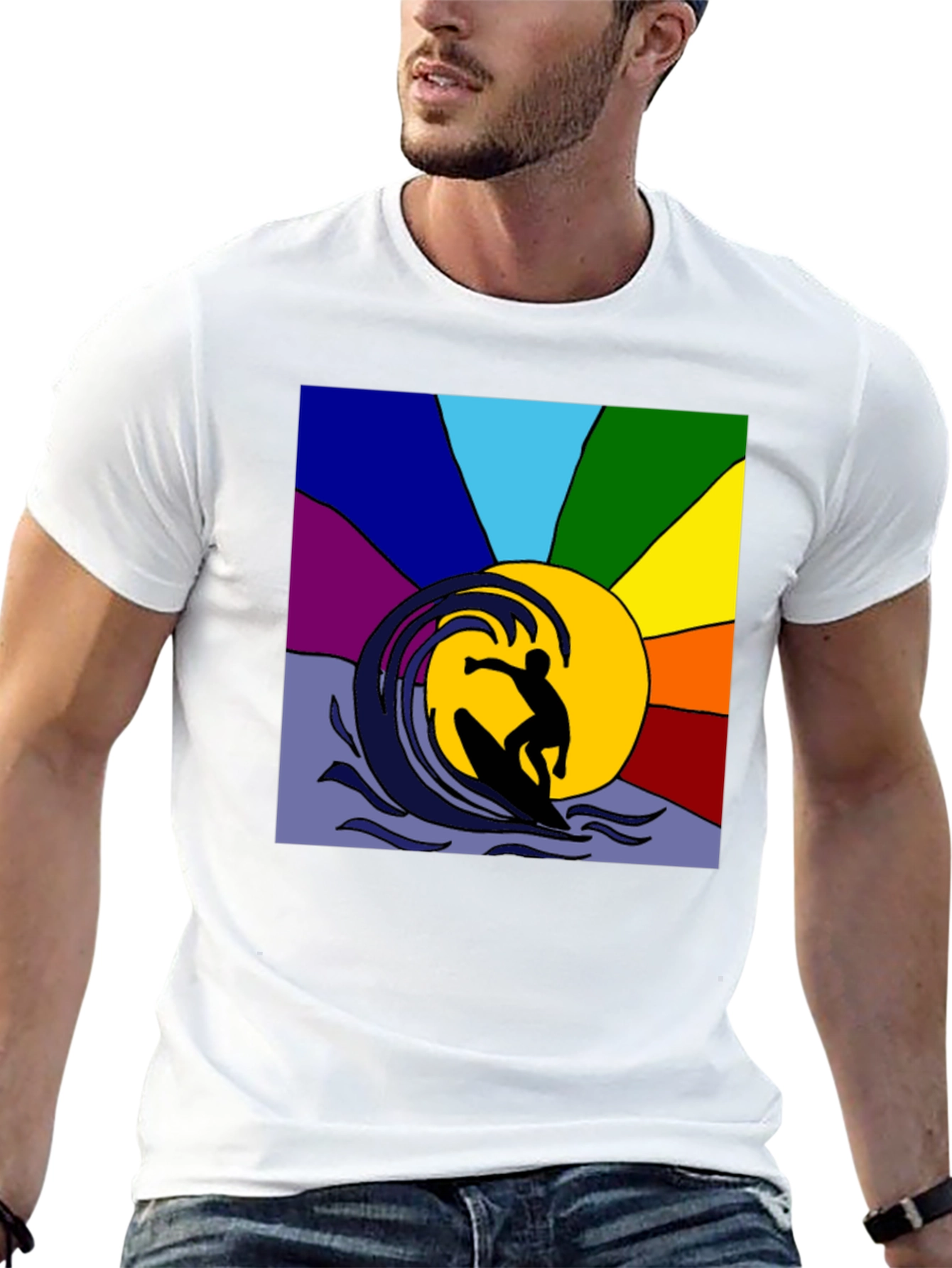 Surfing Rainbow T-Shirt - Stylish Graphic Tee