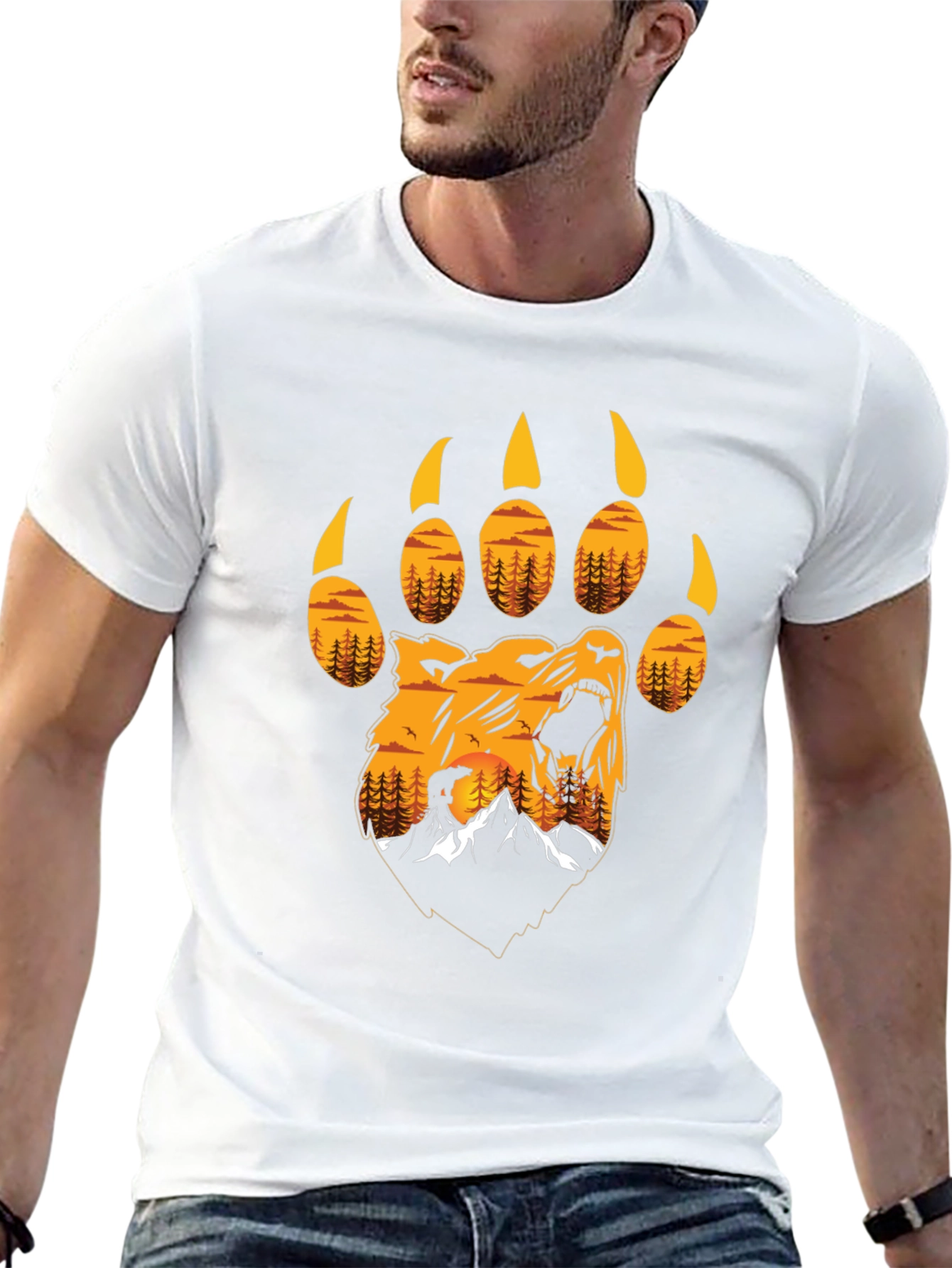 Bear Paw Print T-Shirt - Nature Design