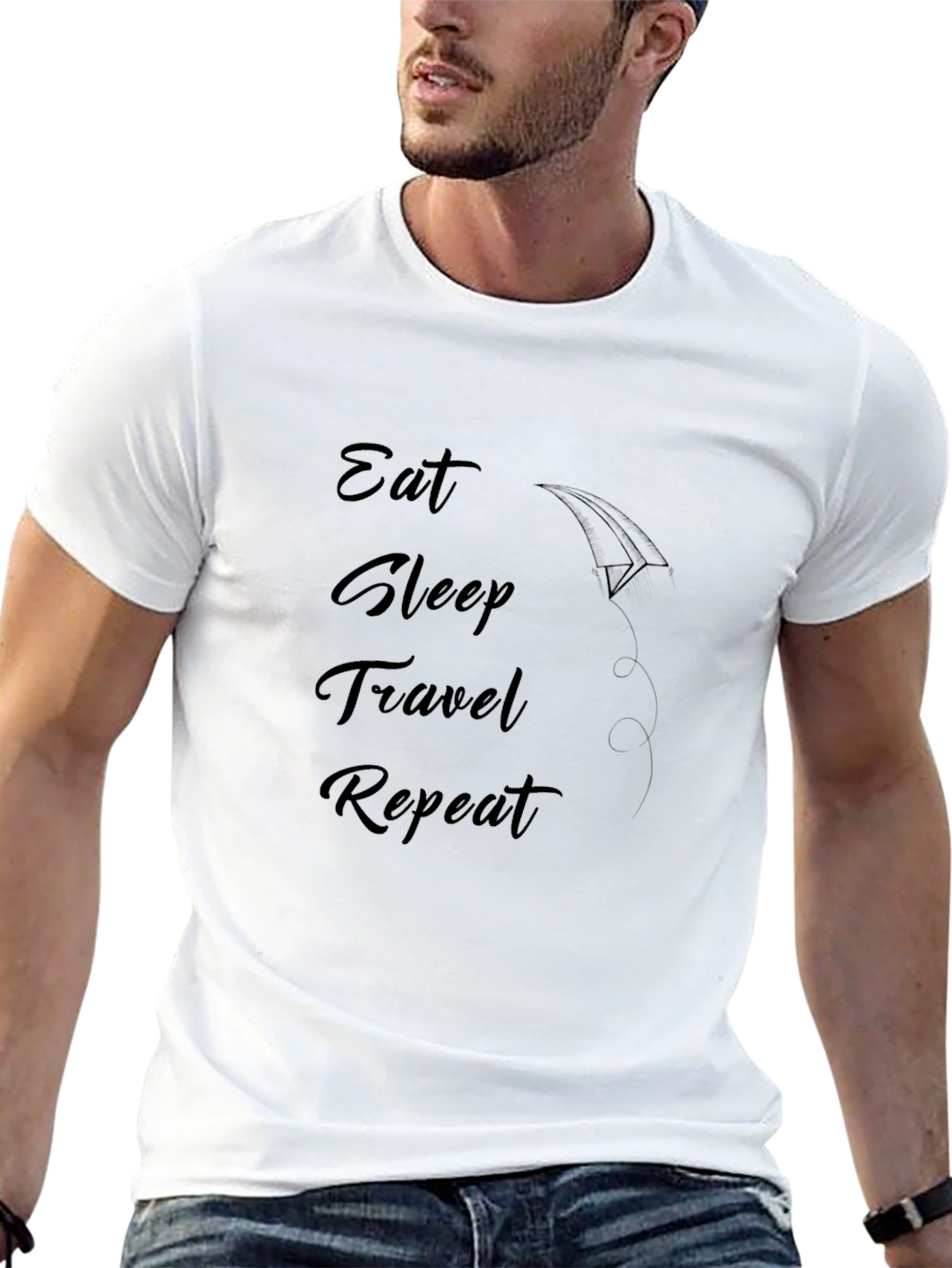 Eat Sleep Travel Repeat Black T-Shirt