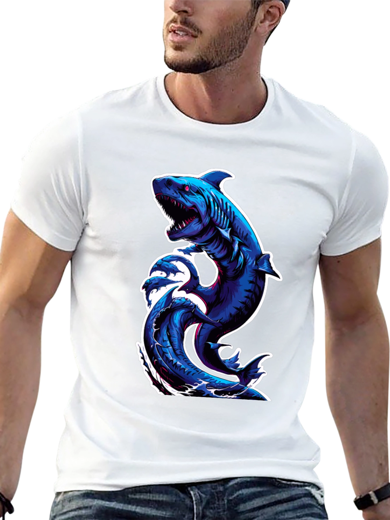 Shark Wave Graphic Tee - Black