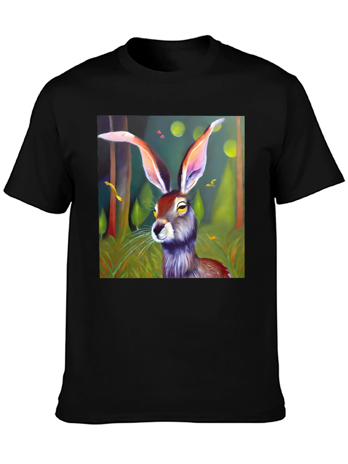 Rabbit in Woods Graphic Tee - Black