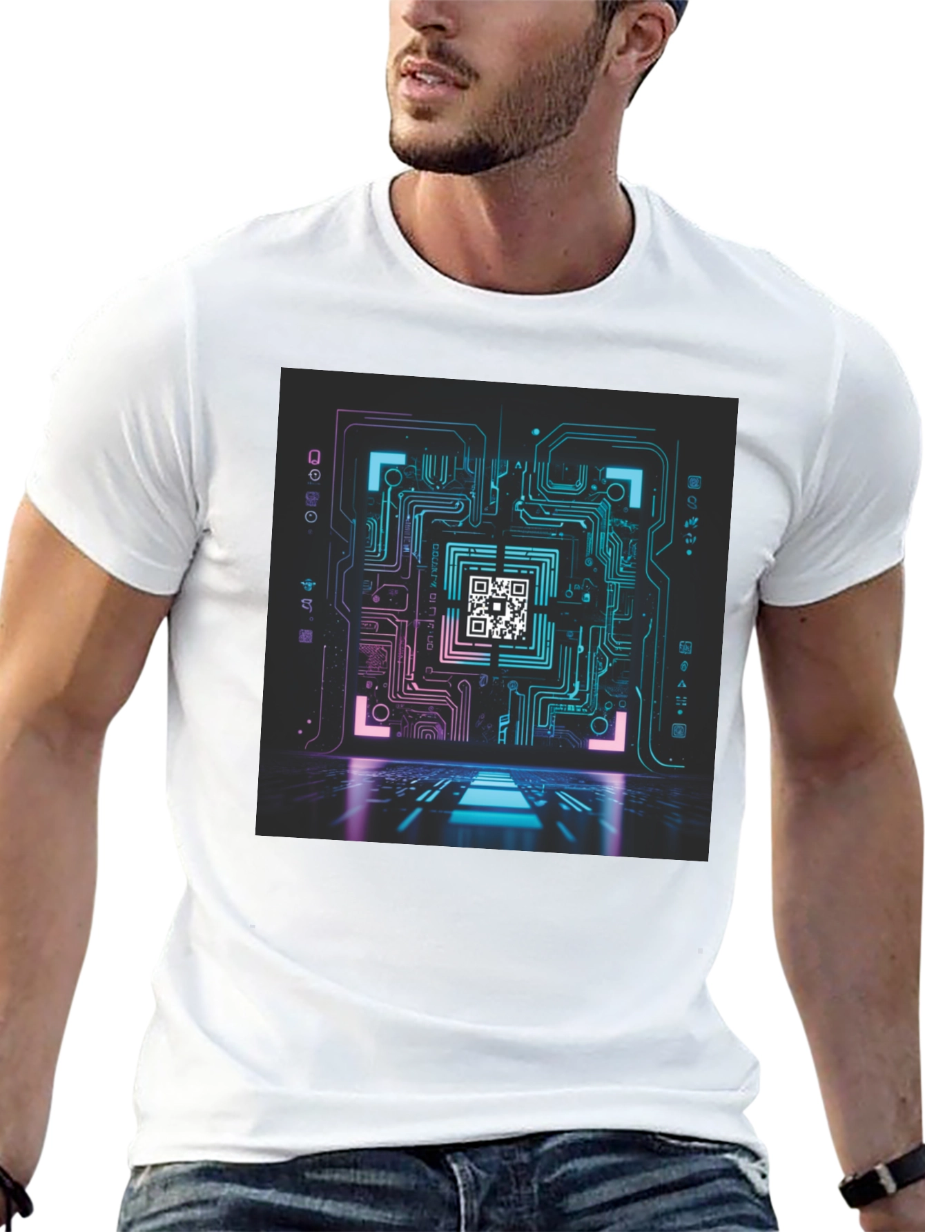 Cyber Circuit QR Code T-Shirt
