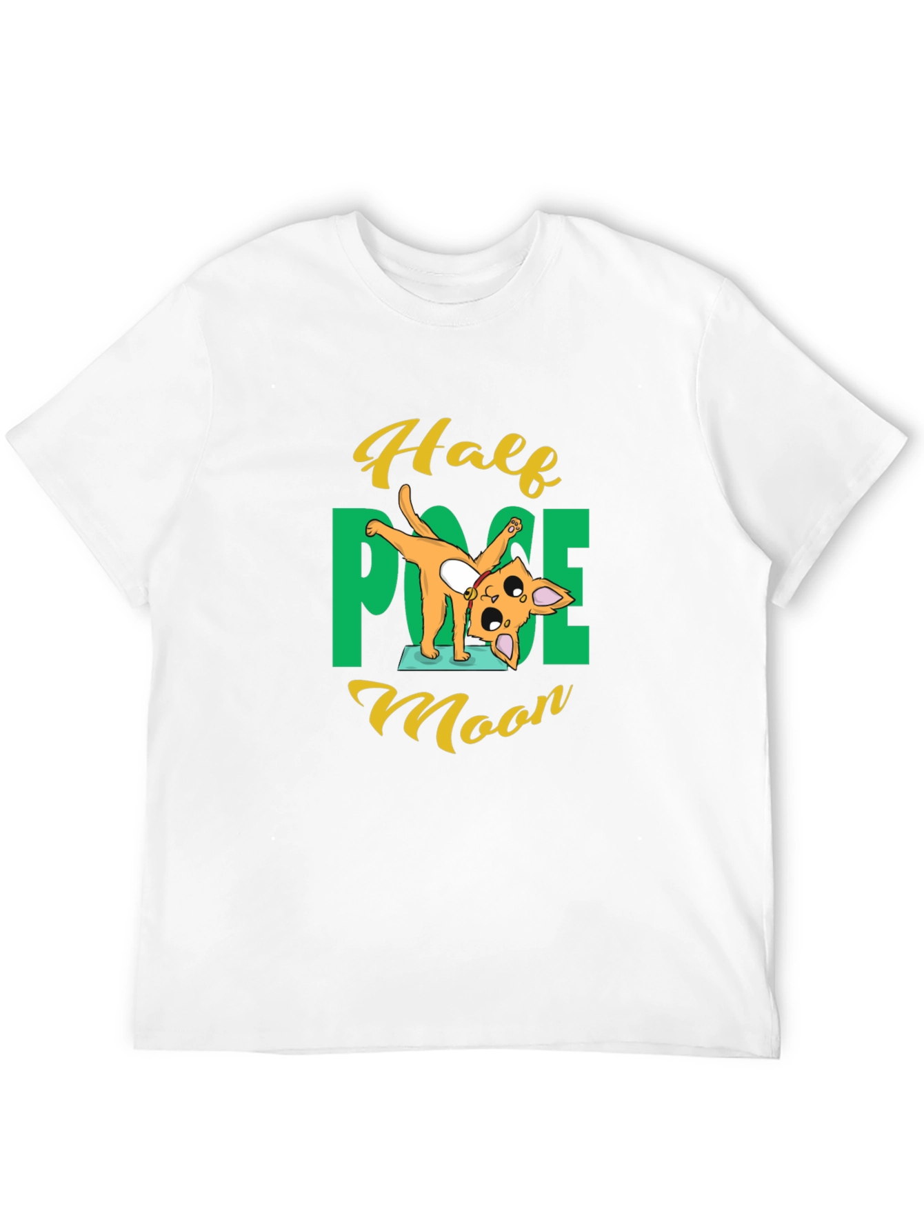 Yoga Cat Half Moon Pose Black T-Shirt