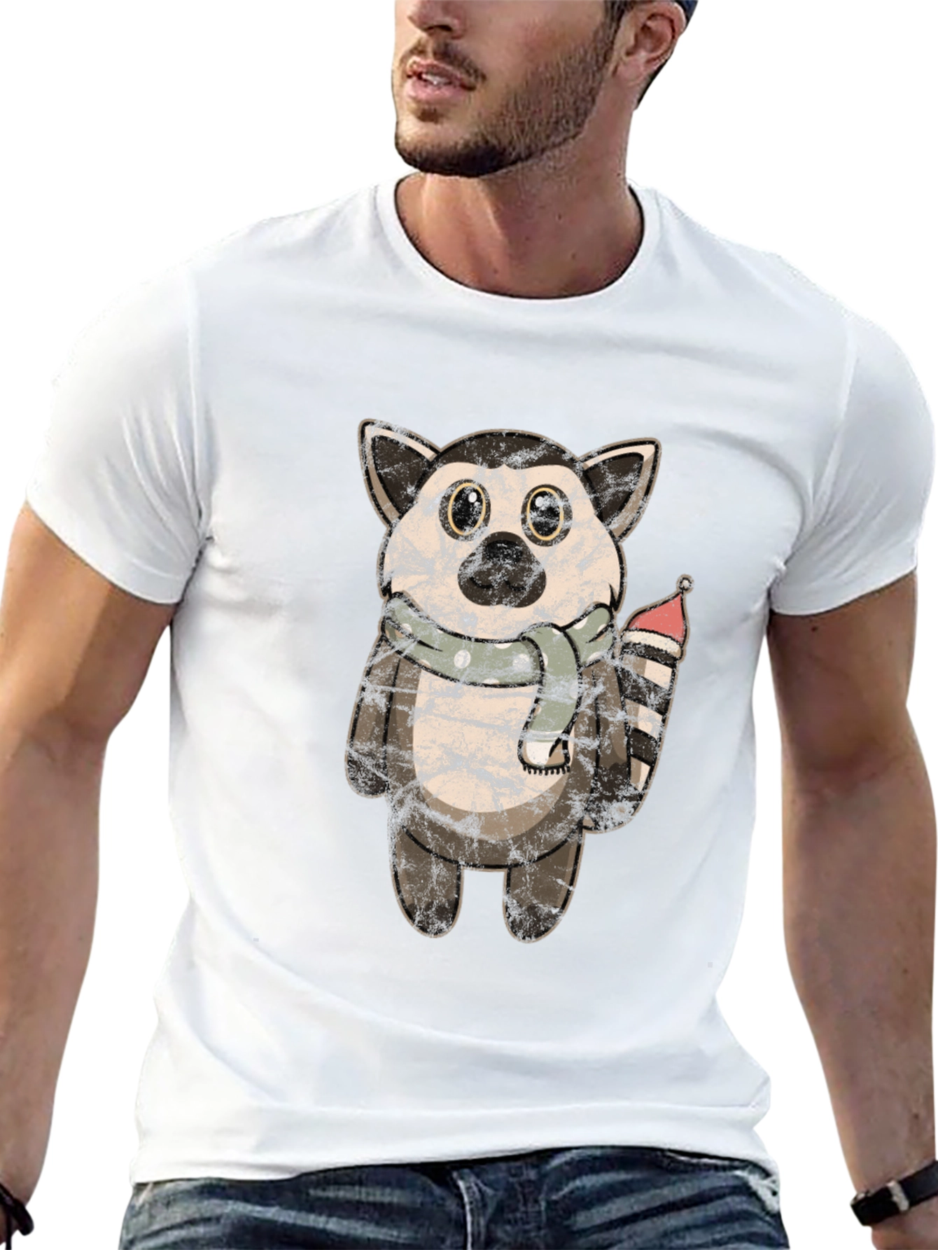 Lemur Plush Graphic Tee - Soft Black Cotton