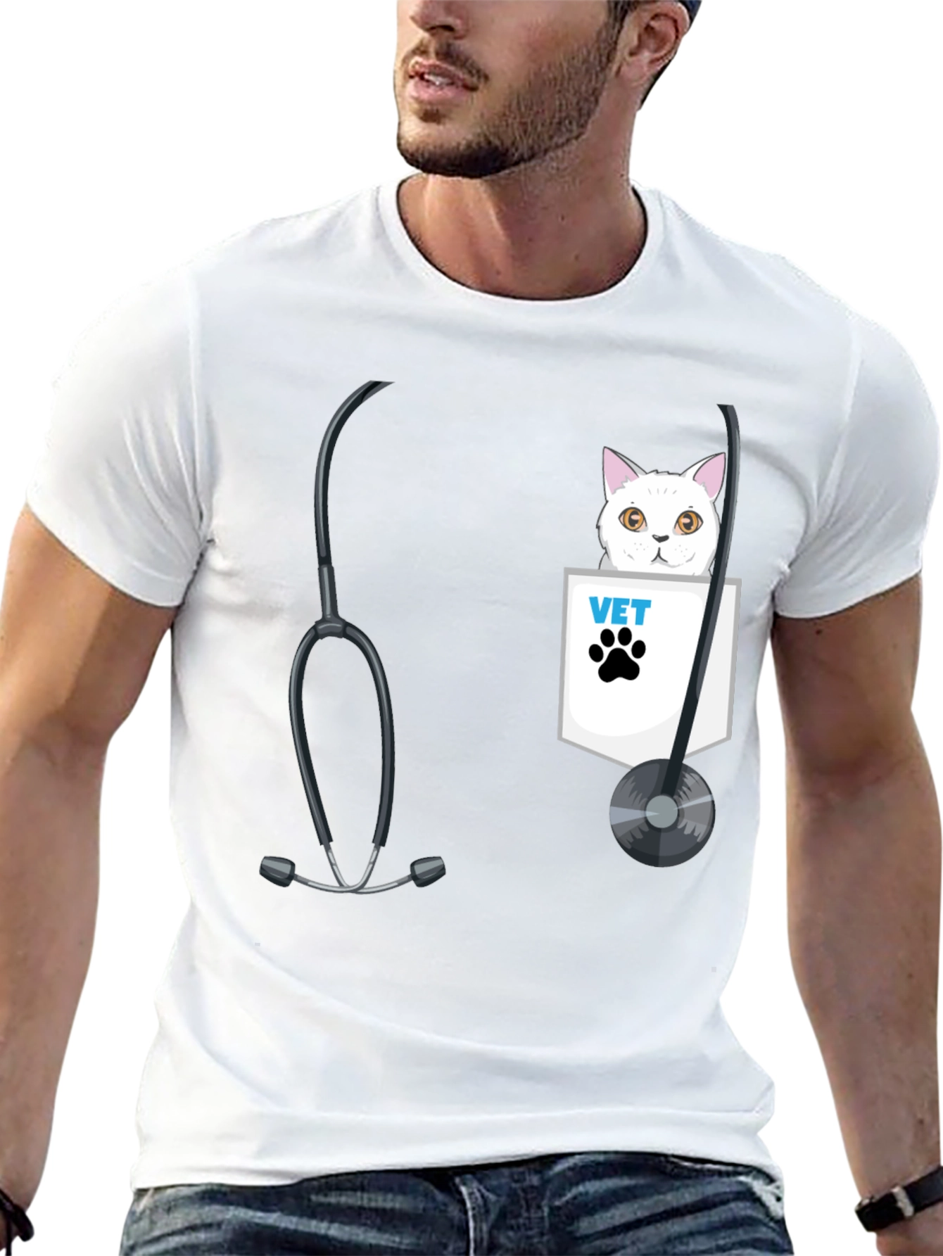 Vet Cat Pocket T-Shirt - Animal Lover Tee
