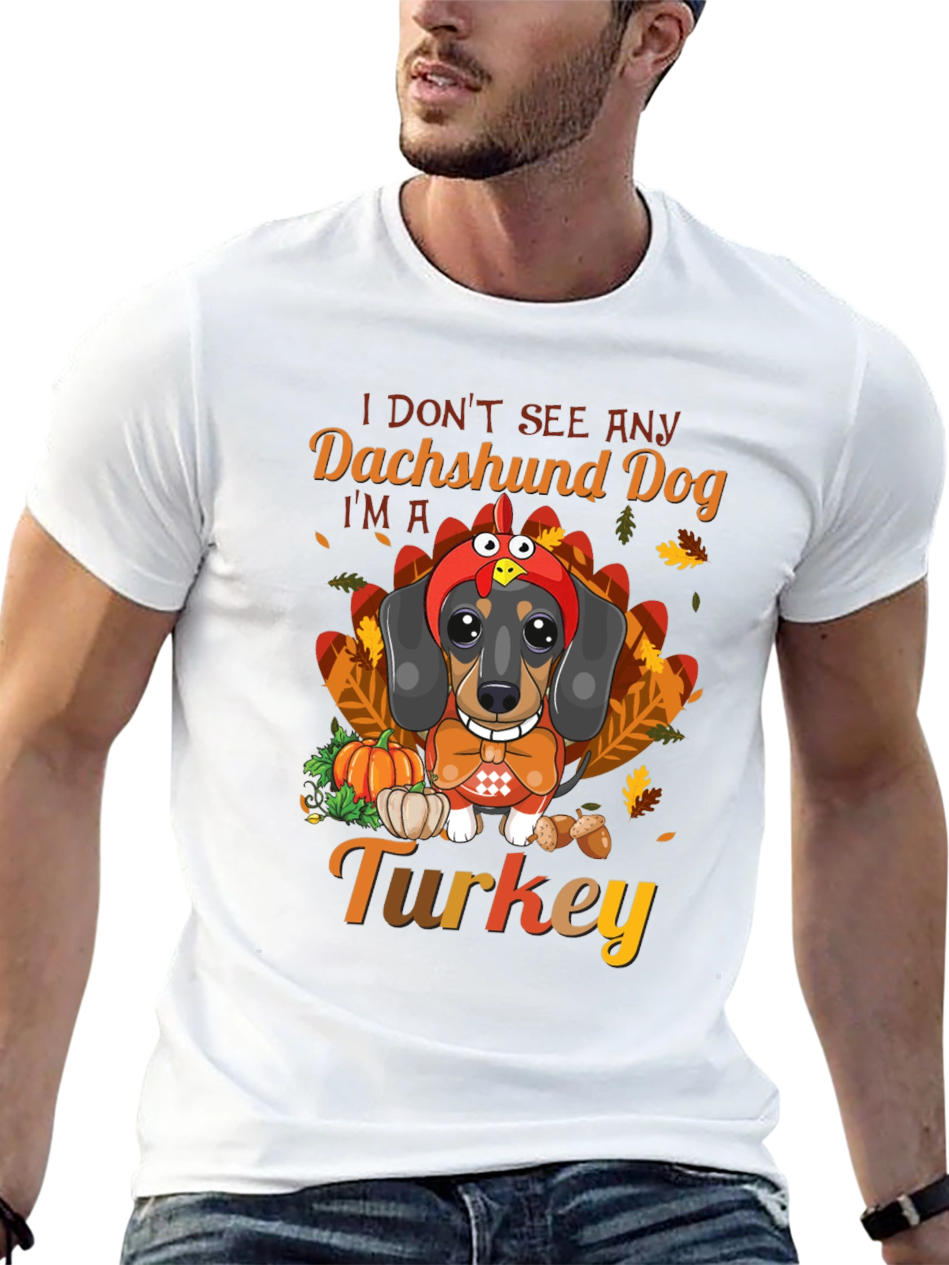 Funny Thanksgiving Dachshund Dog Turkey T-Shirt