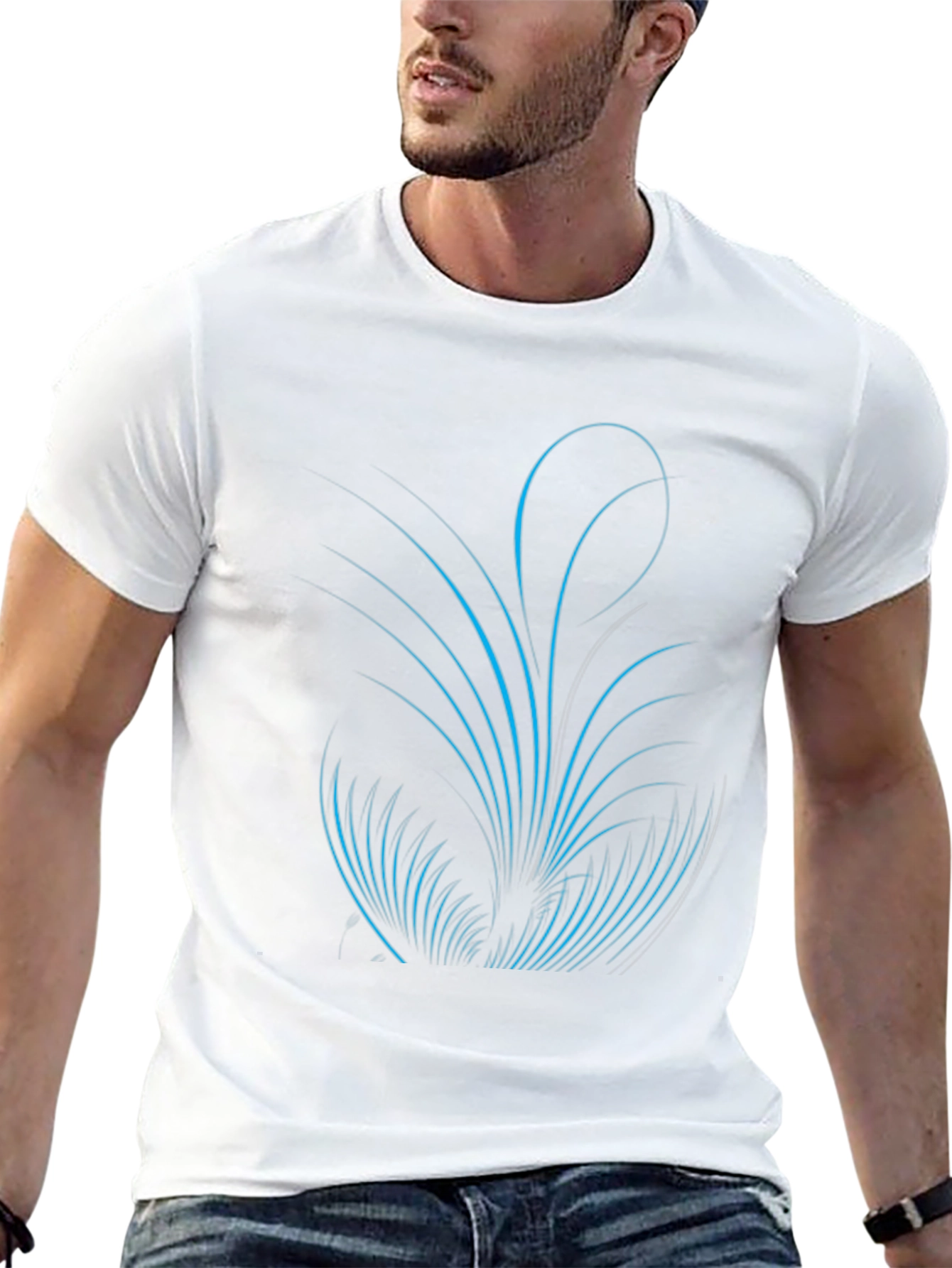 Abstract Line Art Black T-Shirt