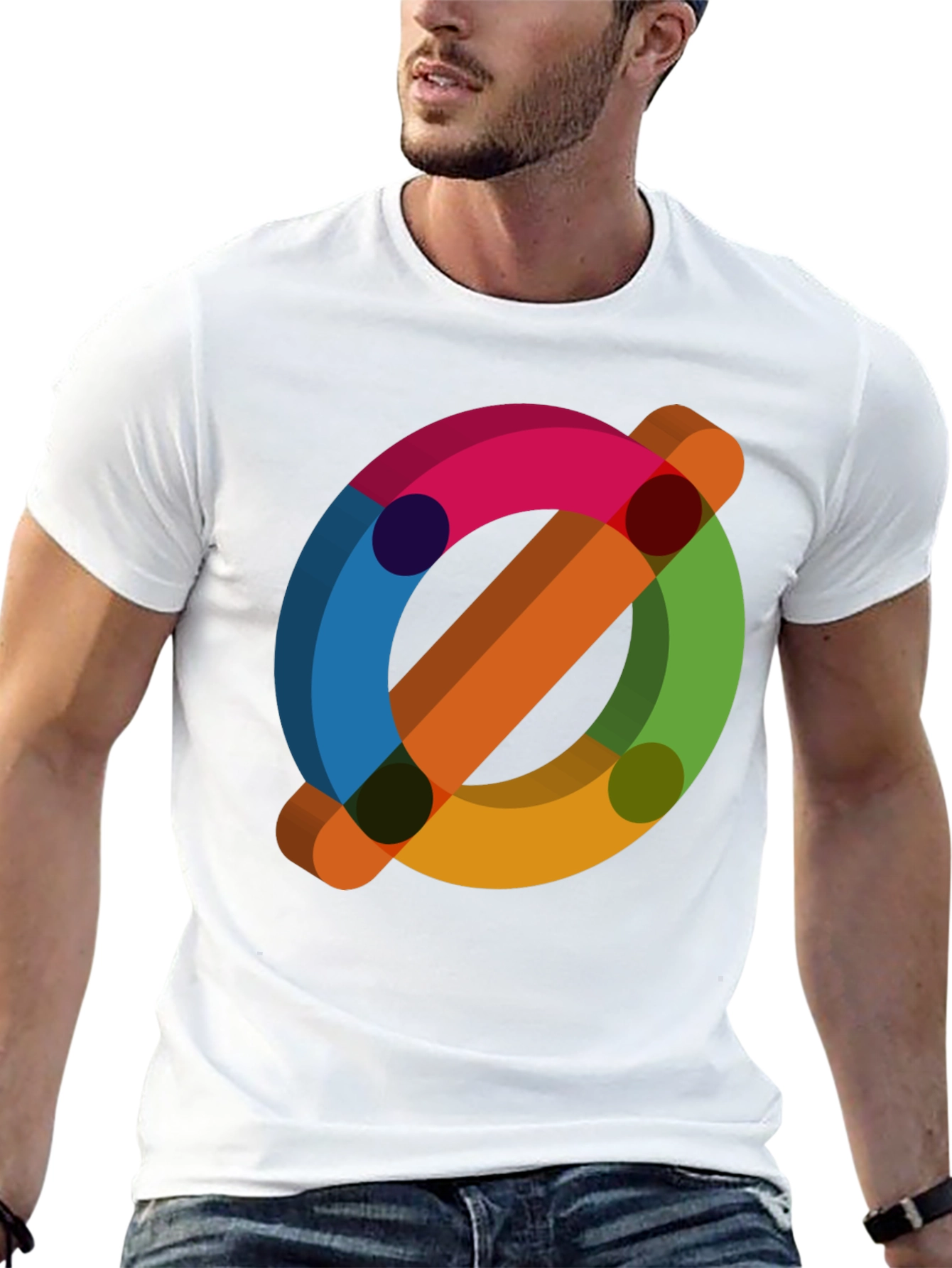 Abstract Geometric Graphic Print T-Shirt - Modern Casual Wear