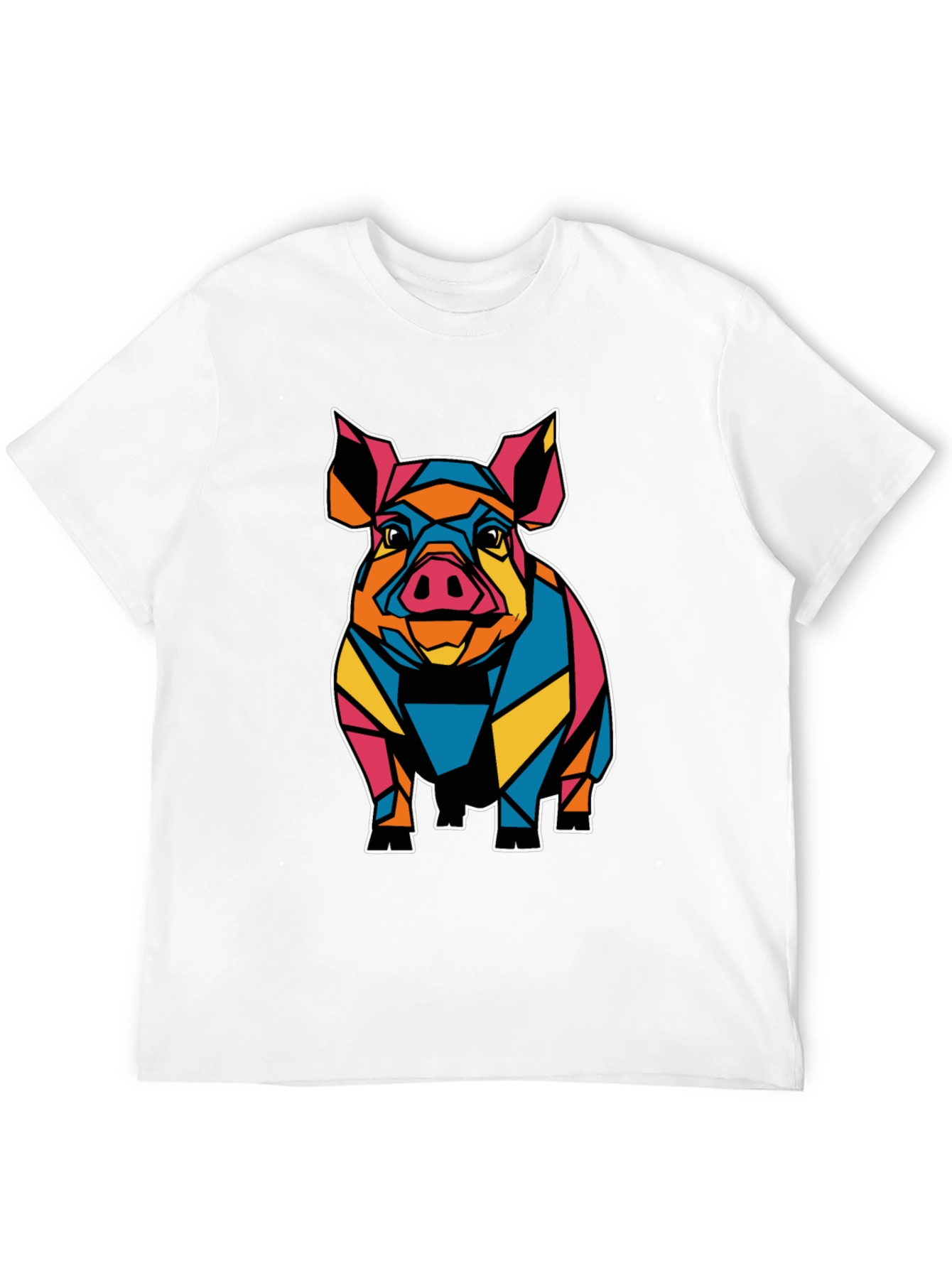 Geometric Pig Graphic Tee - Mens Black T-Shirt