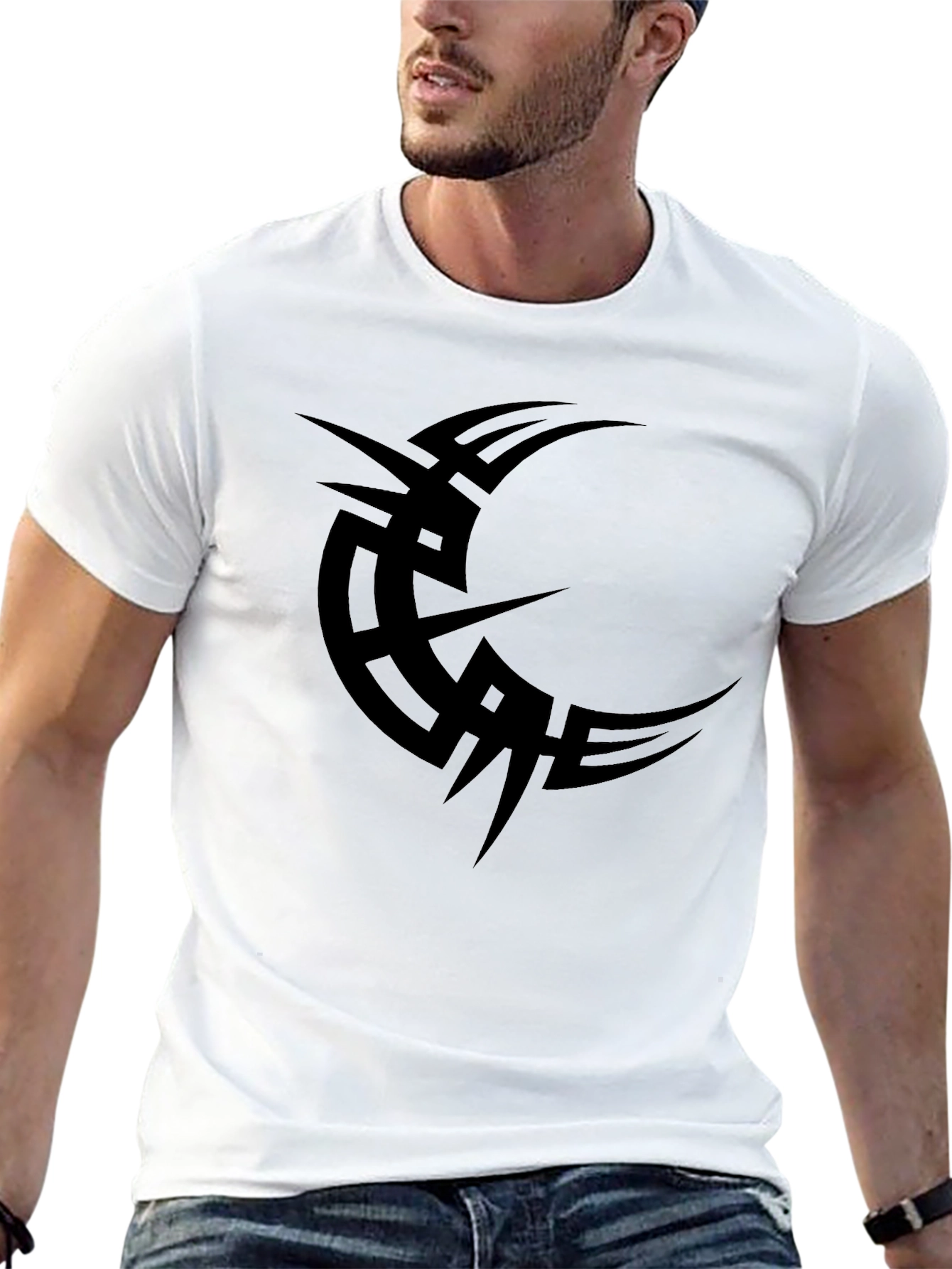 Tribal Crescent Moon Black T-Shirt