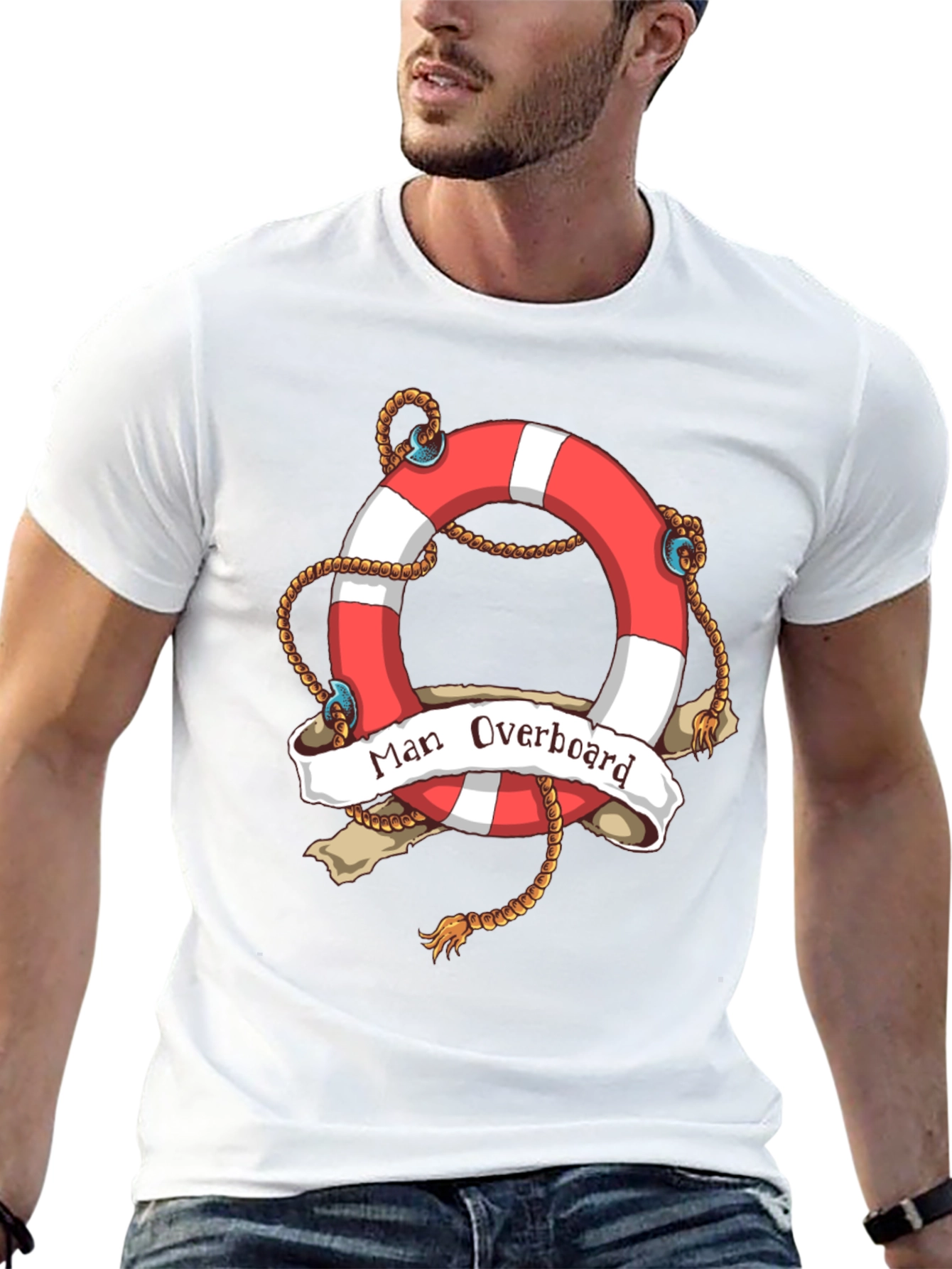 Man Overboard Life Ring Graphic T-Shirt