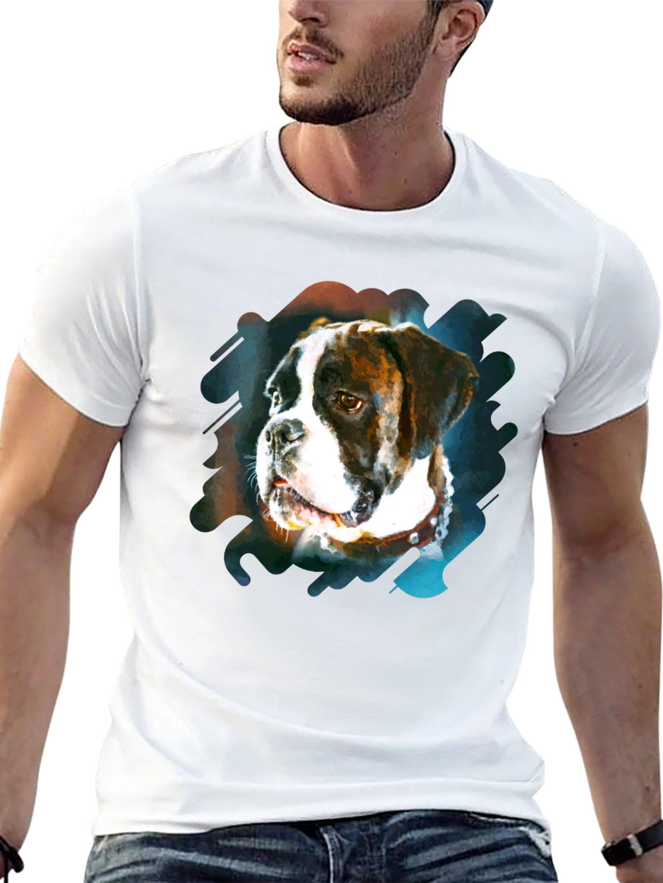 Boxer Dog Graphic Print Black T-Shirt