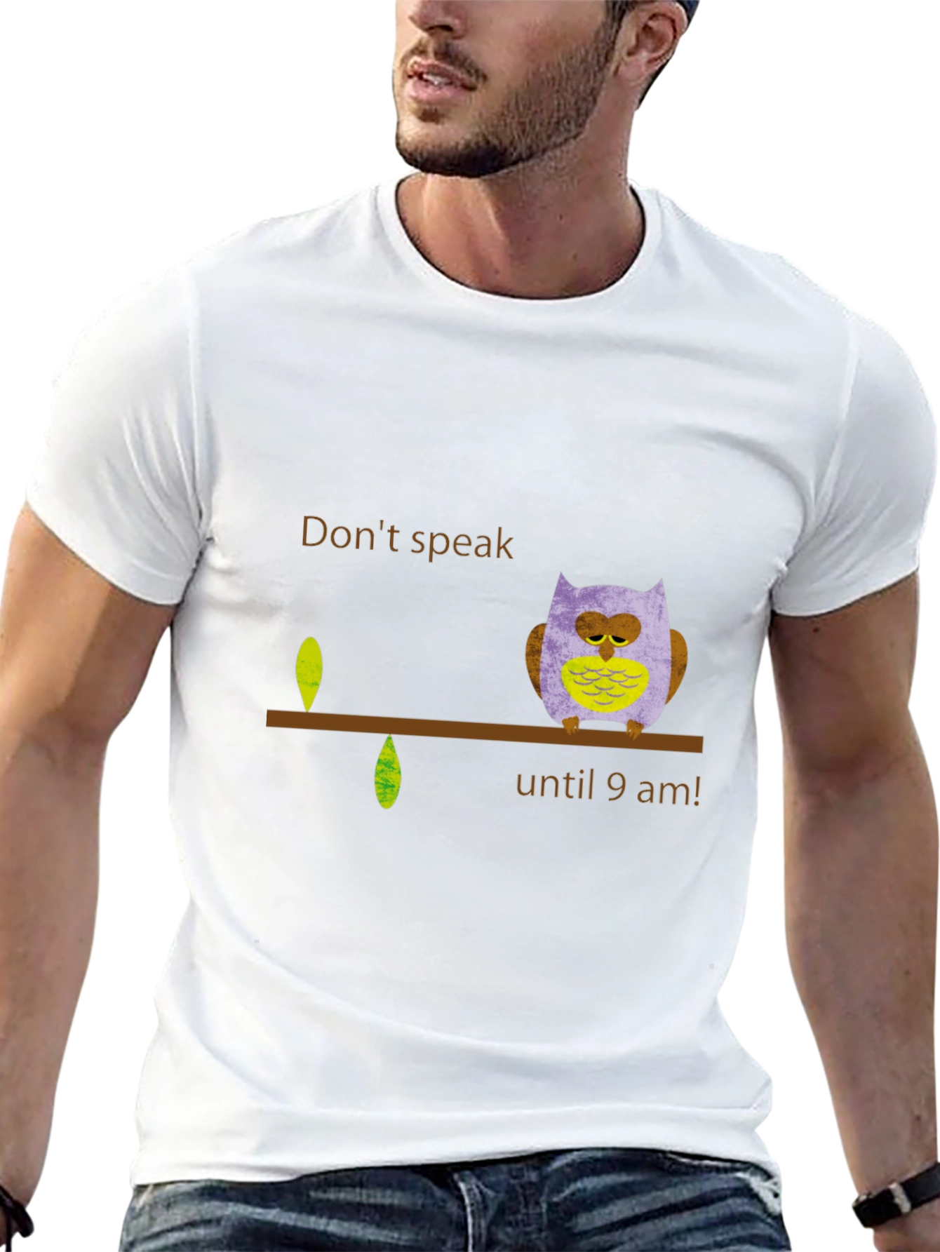 Dont Speak Until 9 AM Owl Graphic Tee