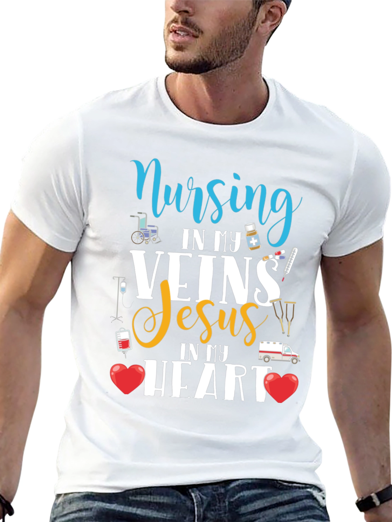 Nursing In My Veins Jesus In My Heart T-Shirt