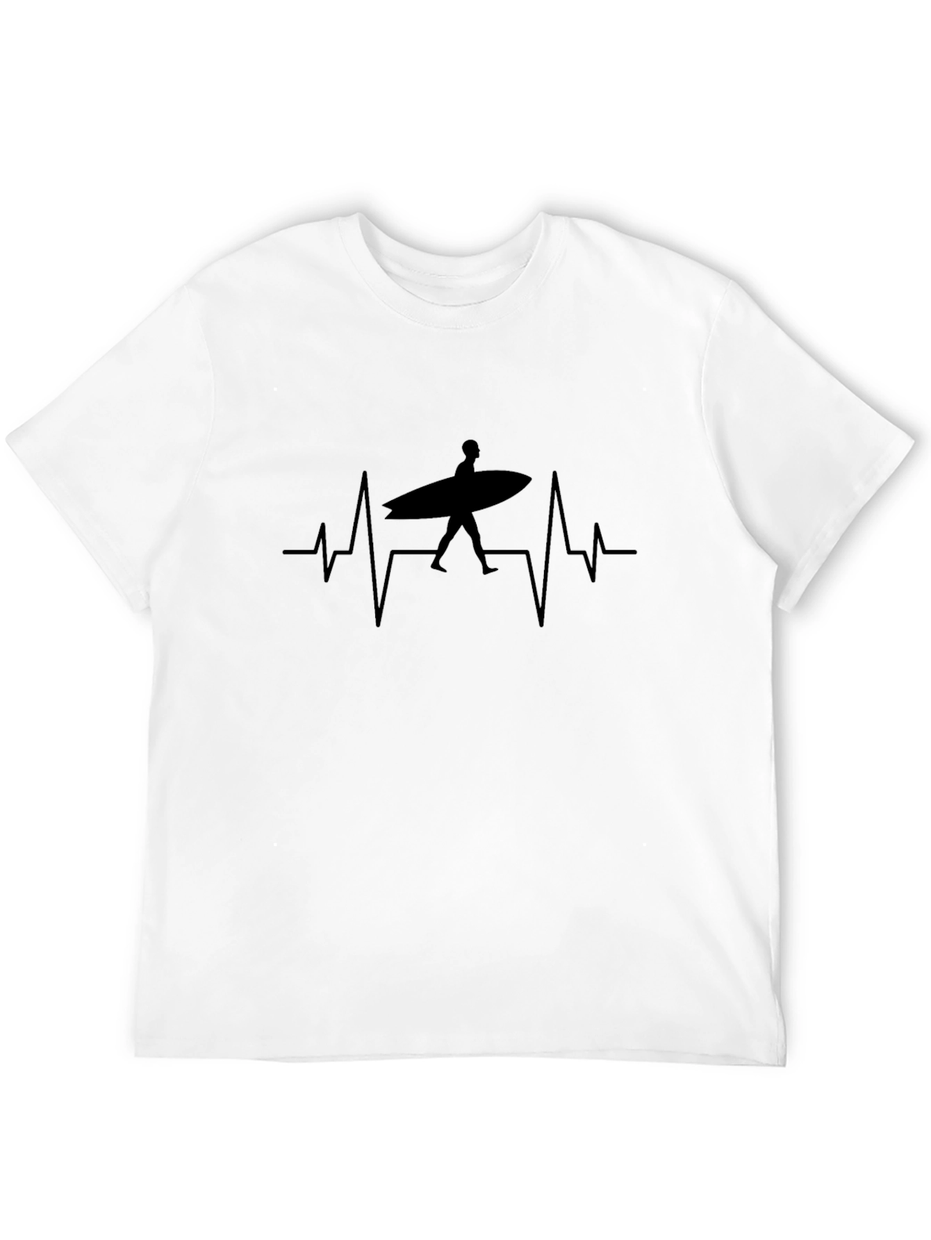 Surfer Heartbeat Tee - Black Graphic T-Shirt