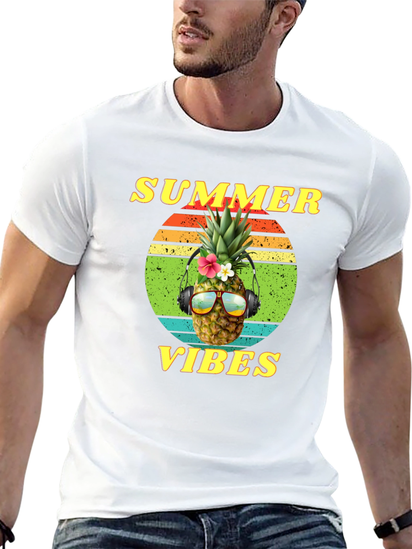 Summer Vibes Pineapple Graphic Tee