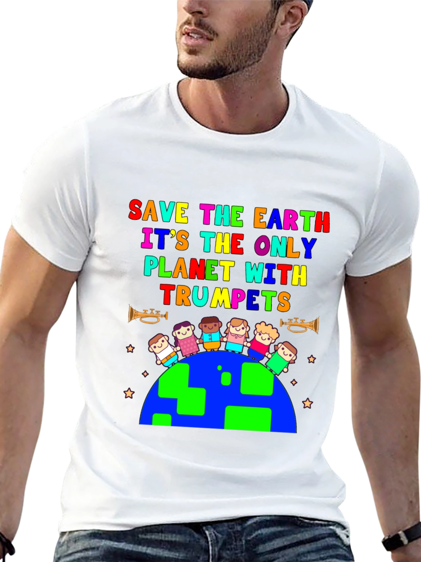 Save the Earth Trumpet Planet T-Shirt