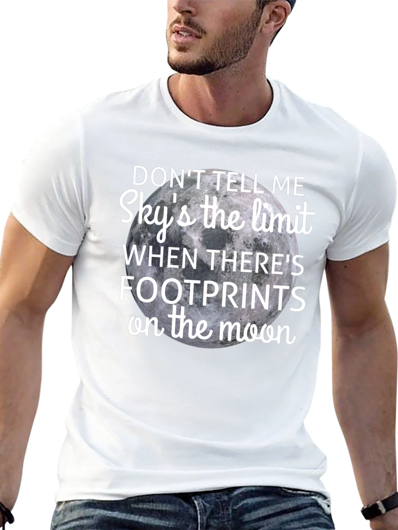 Moon Footprints T-Shirt - Skys the Limit Graphic Tee