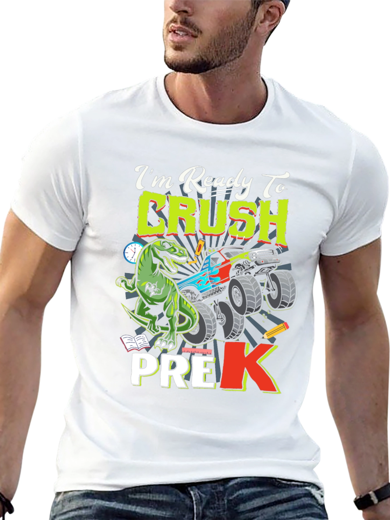 Ready to Crush Pre-K T-Shirt Dinosaur Monster Truck