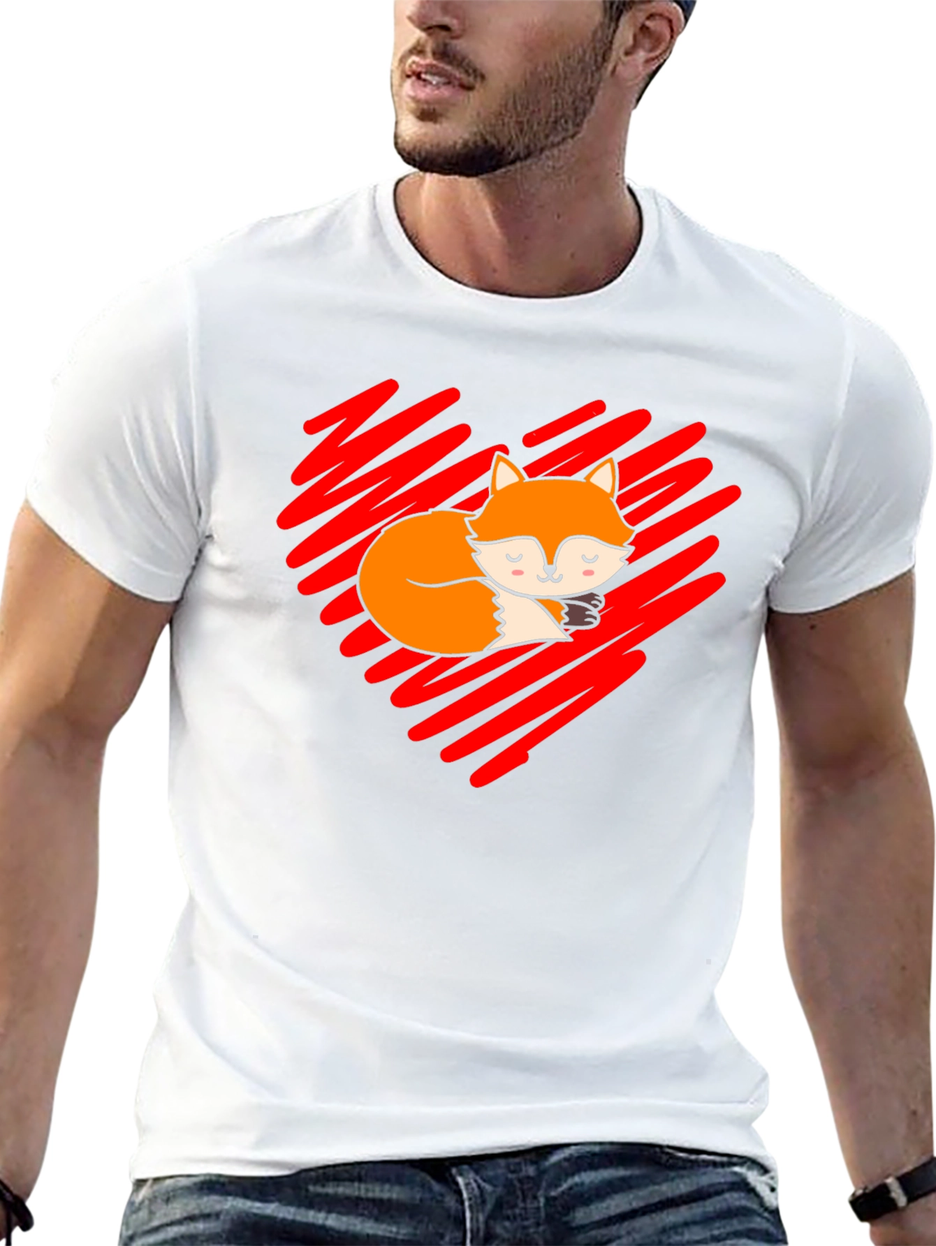 Cute Fox Heart T-Shirt - Soft Cotton Blend