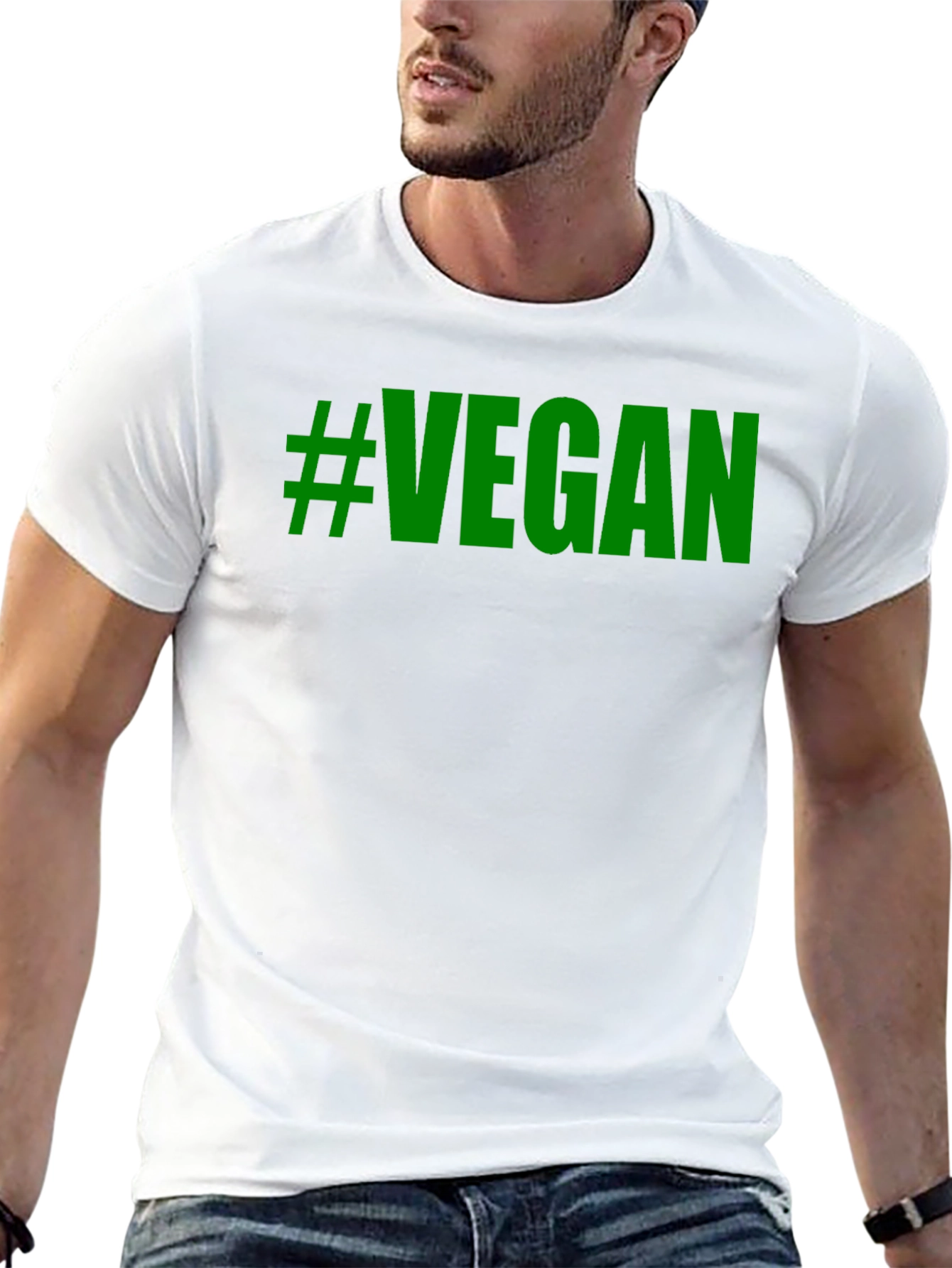 Vegan T-Shirt - Green Lettering Black Tee