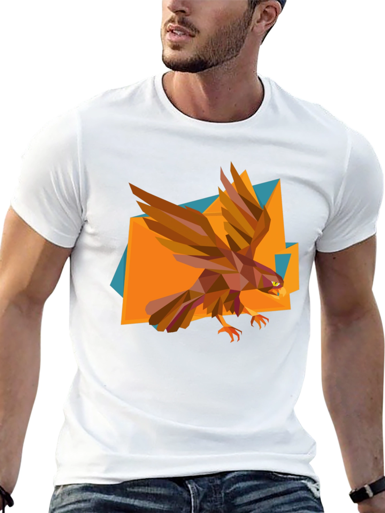 Geometric Eagle Graphic Tee - Modern Mens T-Shirt