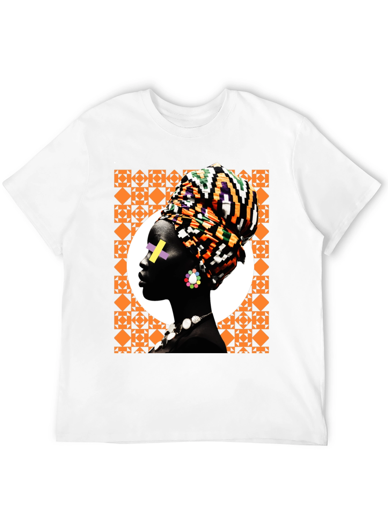 Stylish Black T-Shirt with African Woman Graphic
