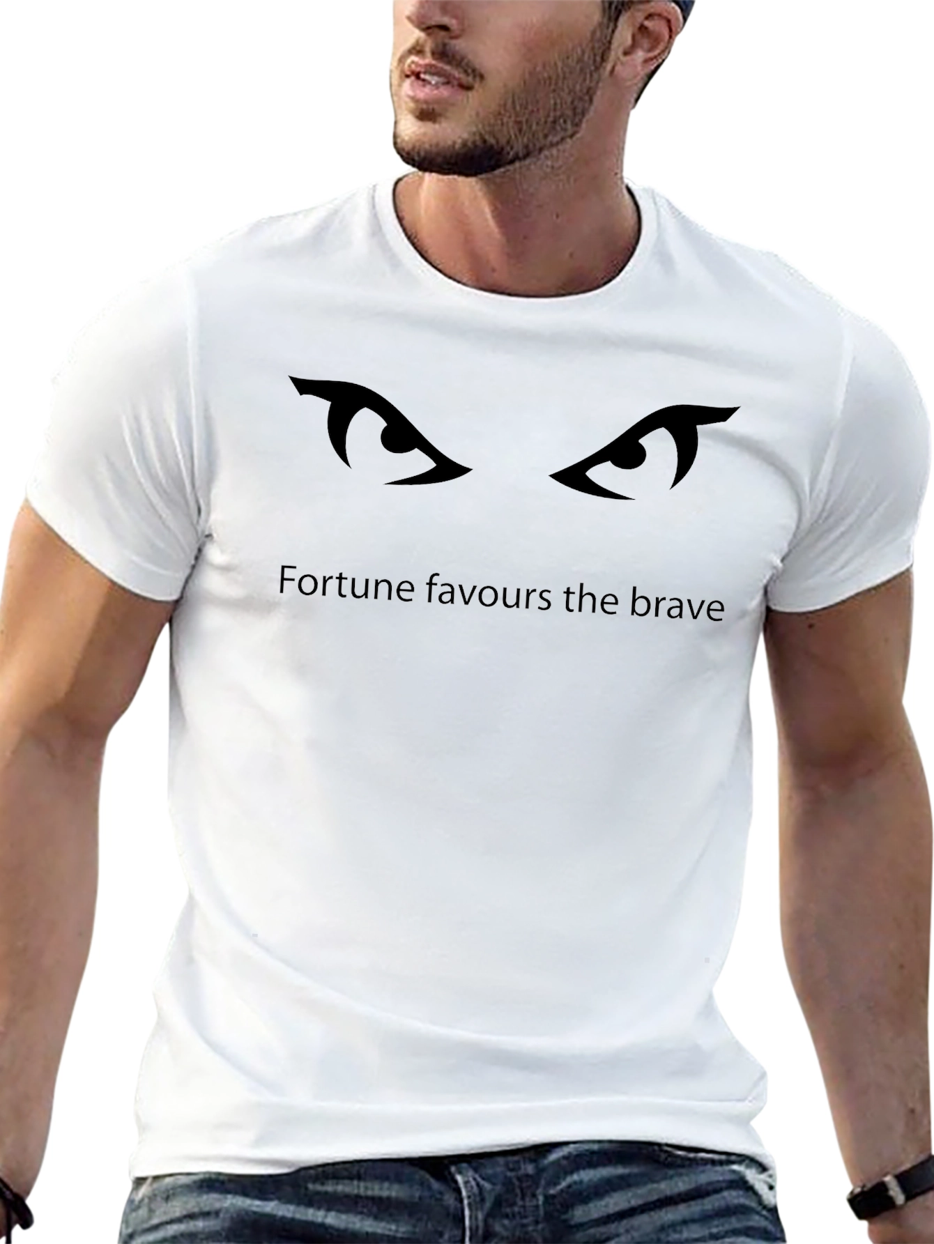 Fortune Favors the Brave Graphic Black T-Shirt