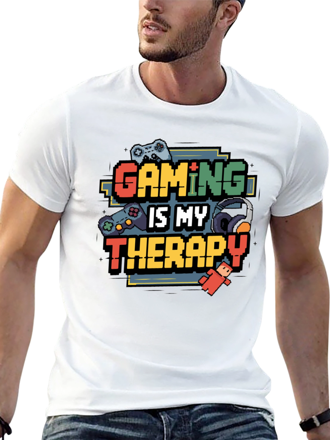 Gaming is My Therapy Black T-Shirt
