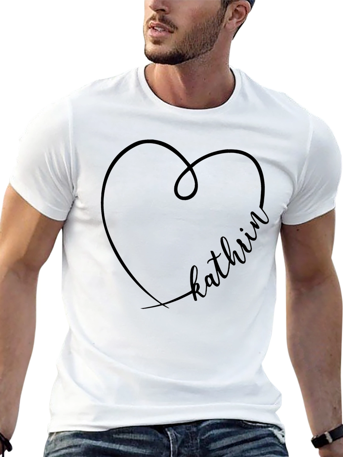 Kathiin Heart Graphic Black T-Shirt