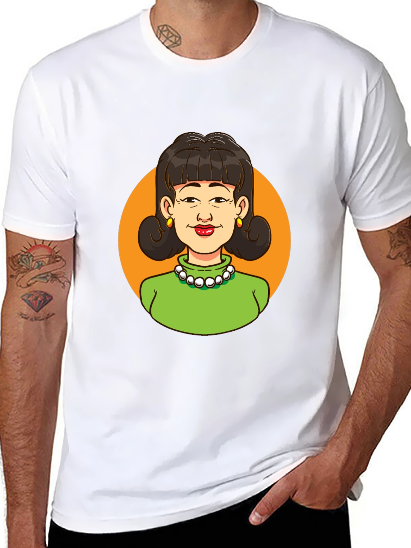 Retro Cartoon Lady Graphic Tee - Classic Style