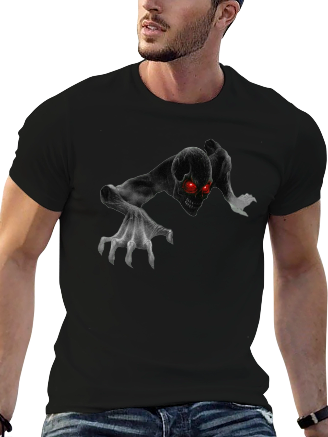 Creepy Skull Crawl Graphic T-Shirt - Mens Black Tee