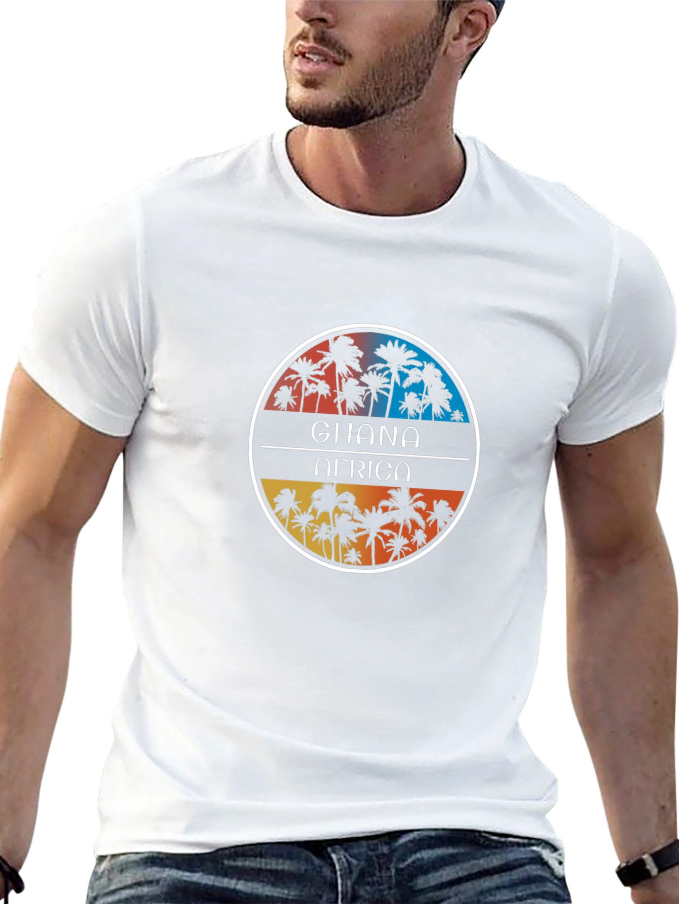 Ghana Africa Palm Tee - Tropical Graphic T-Shirt