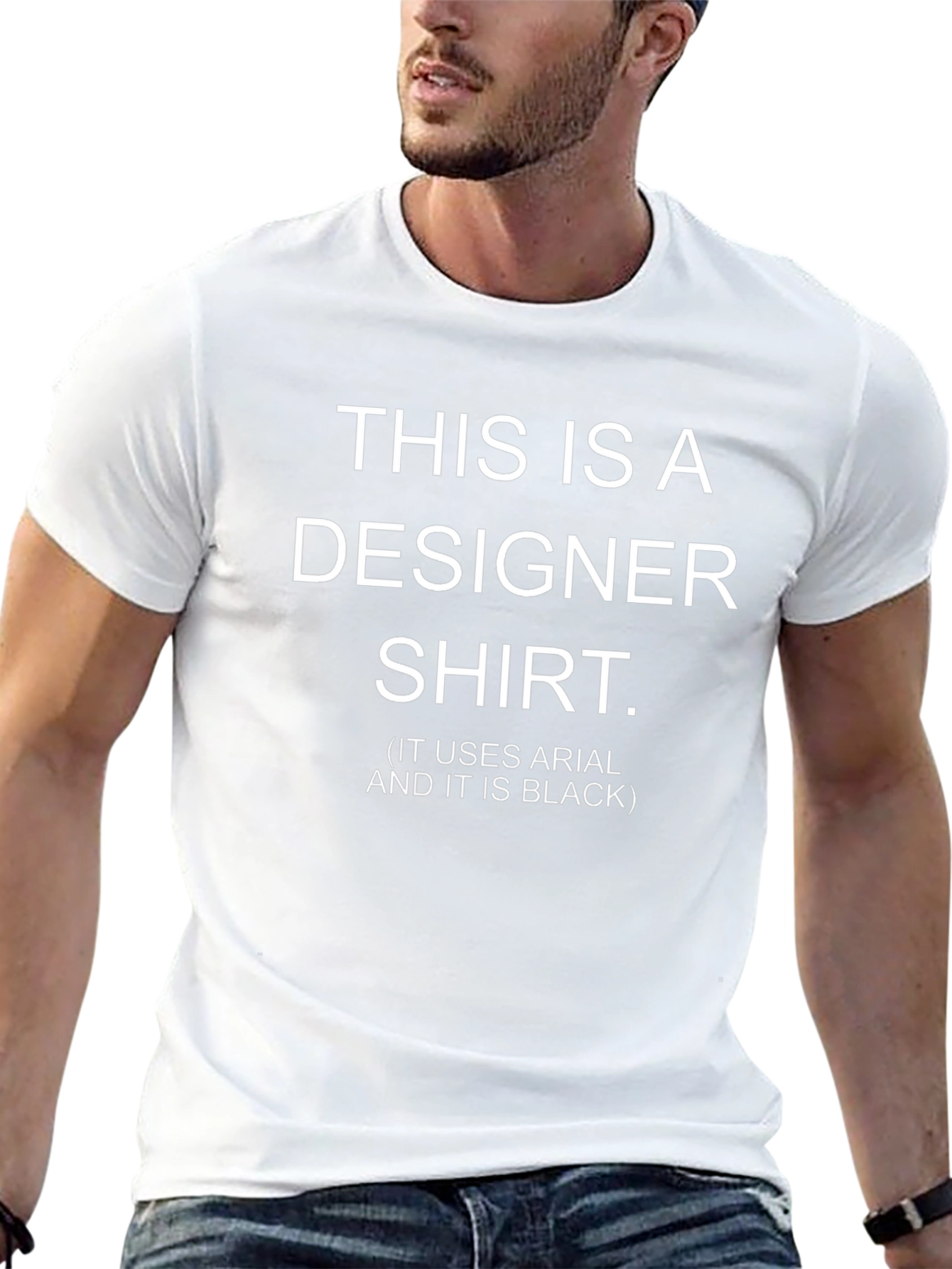 Funny Designer T-Shirt - Arial Font Black Tee