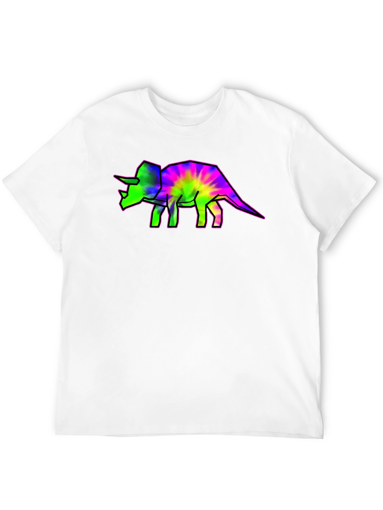 Vibrant Triceratops Tie-Dye Graphic T-Shirt